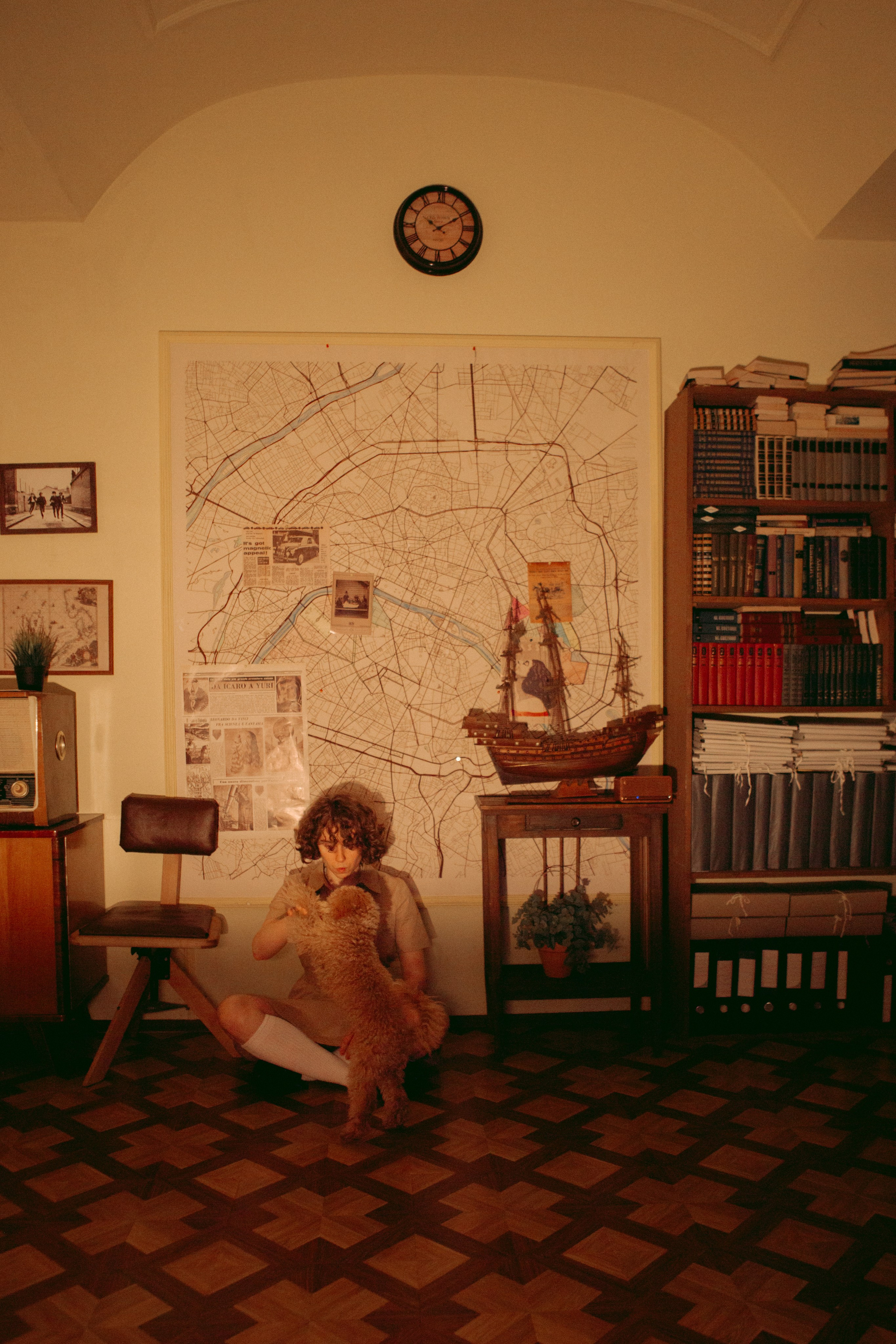 A cinematic daydream in the spirit of Wes Anderson’s style. Portrait, family and pet photographer in Cyprus, Ksenia Bourdelle