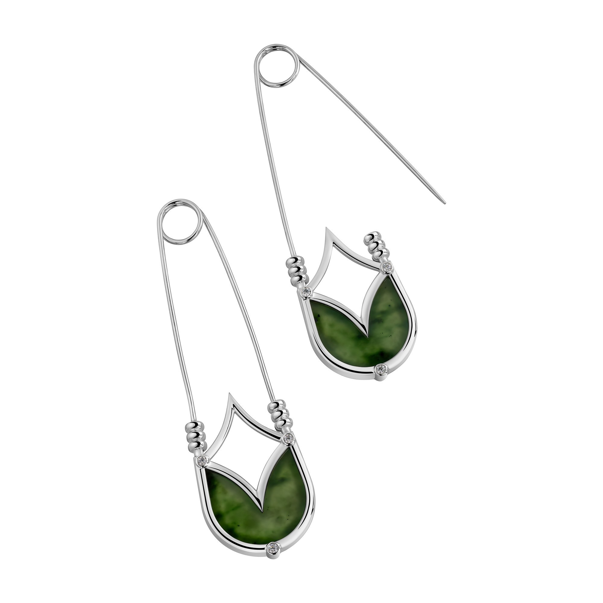 Булавки серебряные с сибирским нефритом