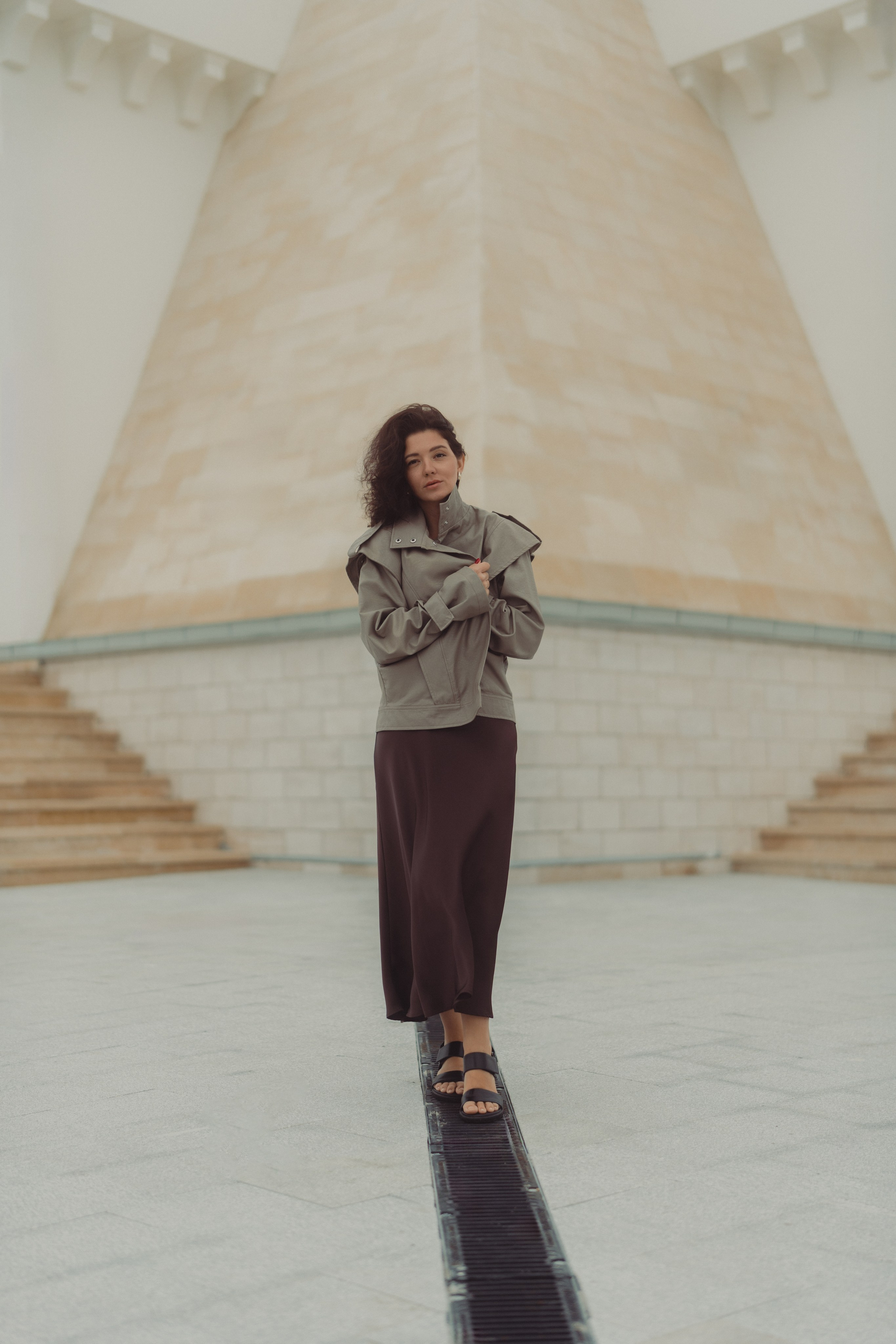 Portrait photo shoot near the renovated memorial church in Kazan