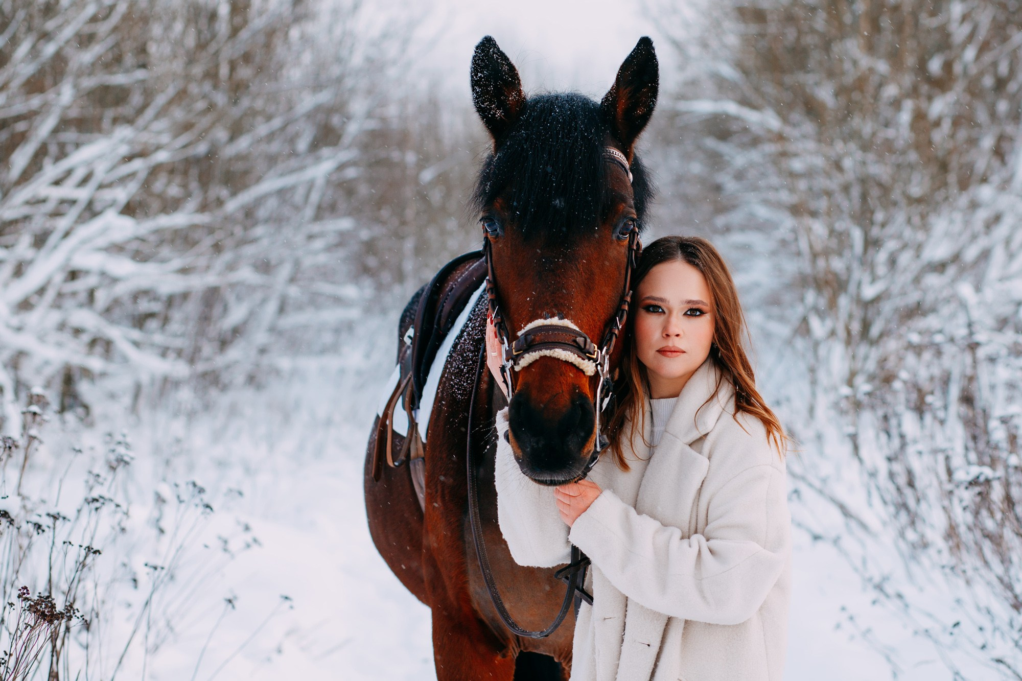 Зимняя фотосессия с лошадкой. Фотограф в Санкт-Петербурге Alina Film
