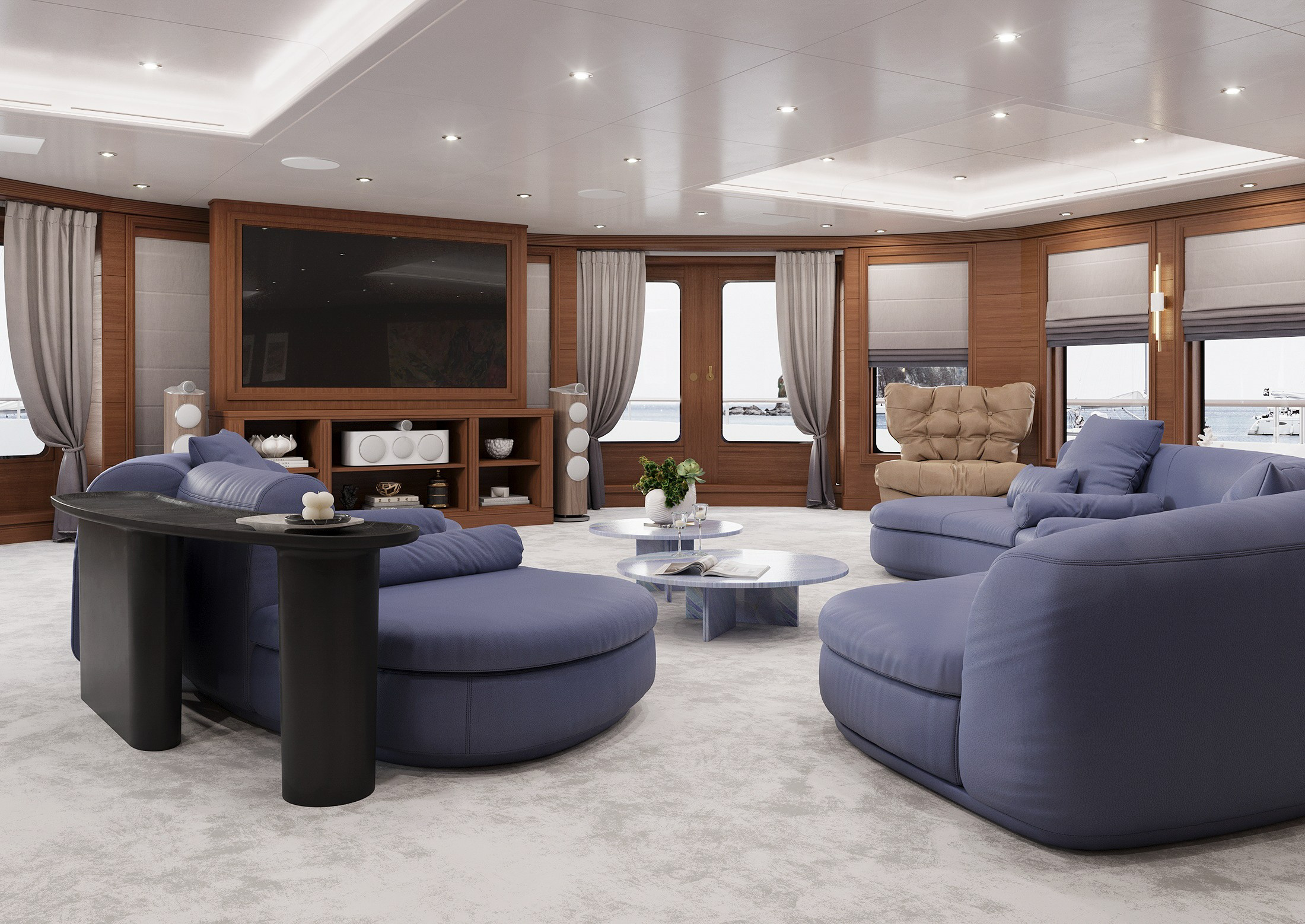 3 варианта гостиной на яхте. Дизайн Марина Павлюченкова. 3D визуализатор интерьеров Ксения Жарко