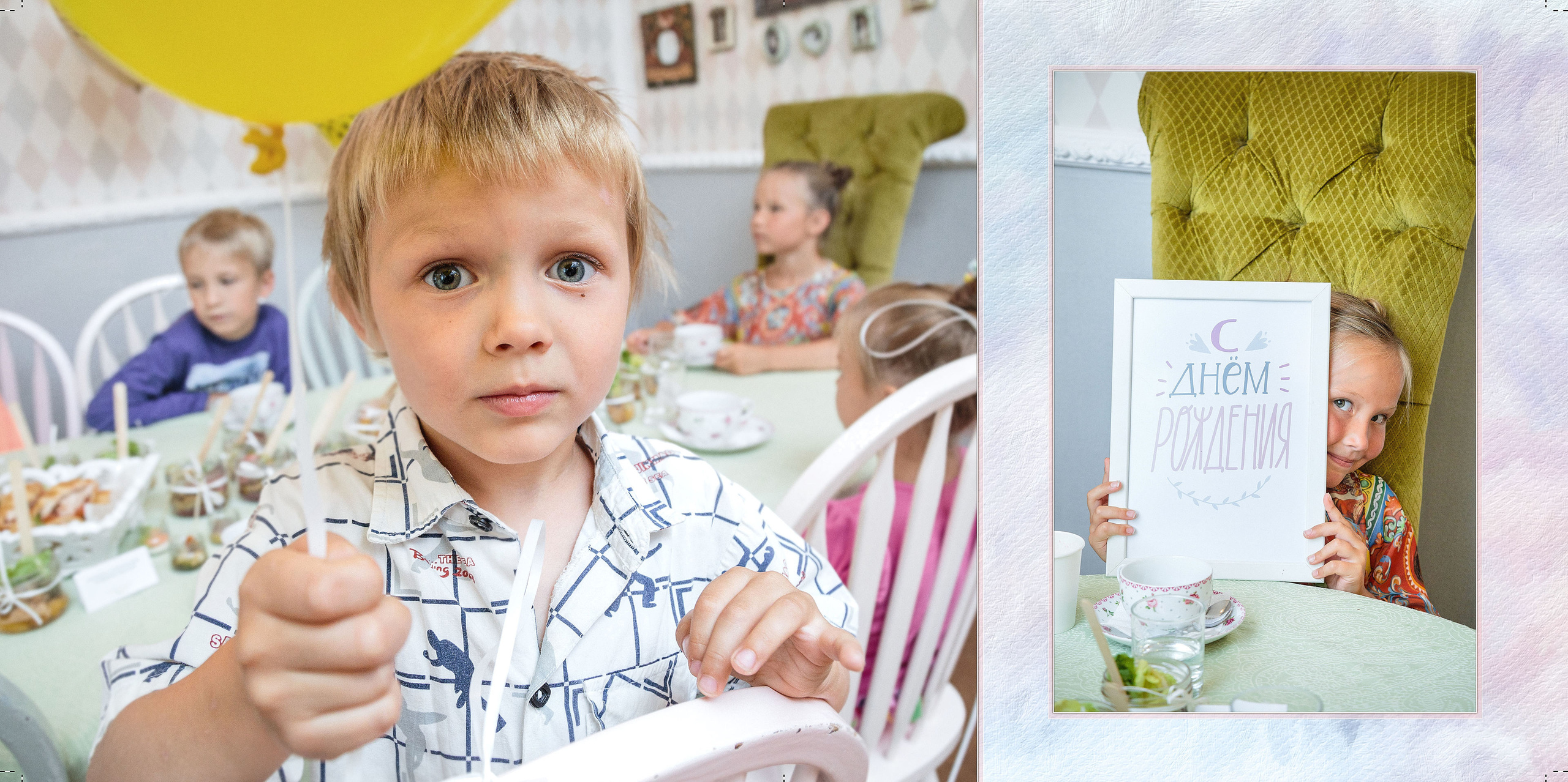 мальчик на развороте фотокниги с фотосессии