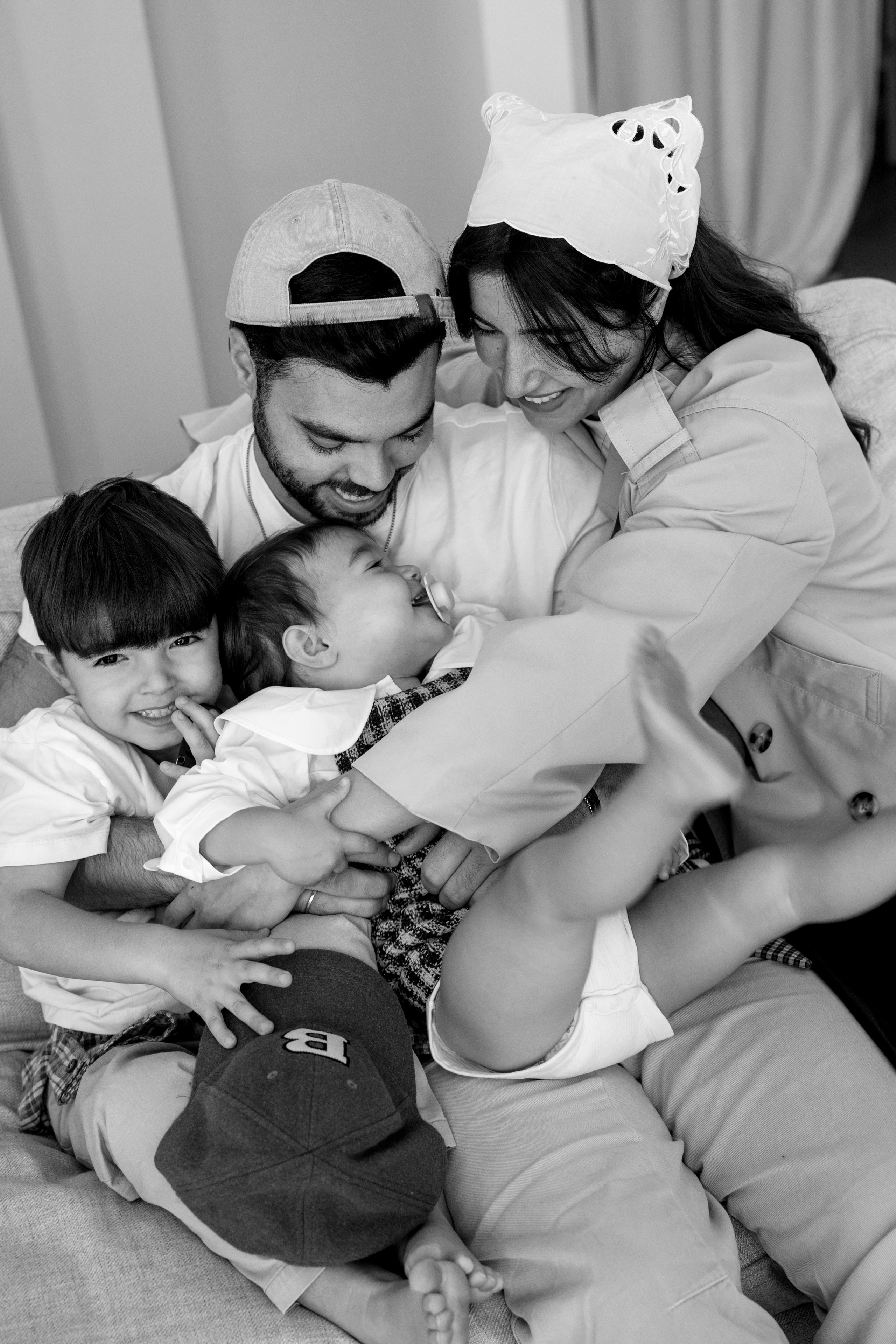 Family photoshoot inside the studio. Wedding and family photographer