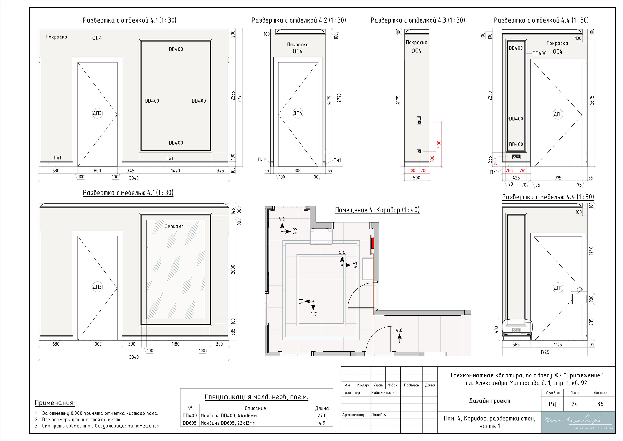 ЖК Притяжение Дизайнер Коваленко Н. Студия обмеров и проектирования