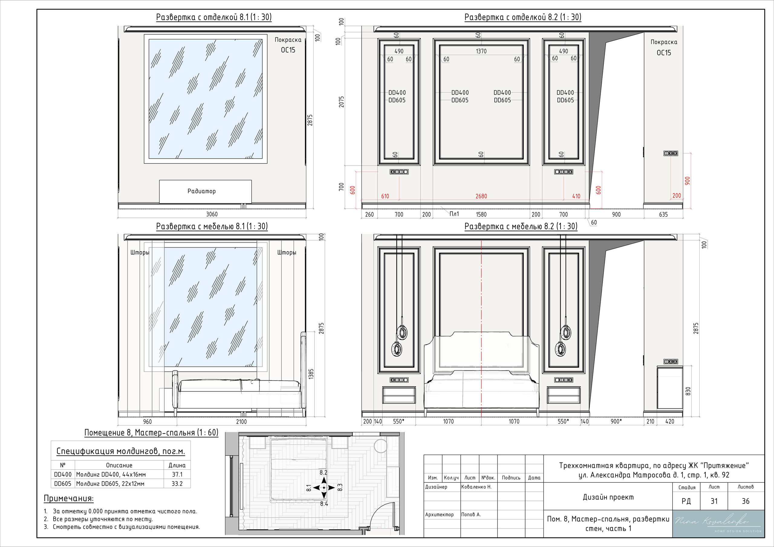 ЖК Притяжение Дизайнер Коваленко Н. Студия обмеров и проектирования