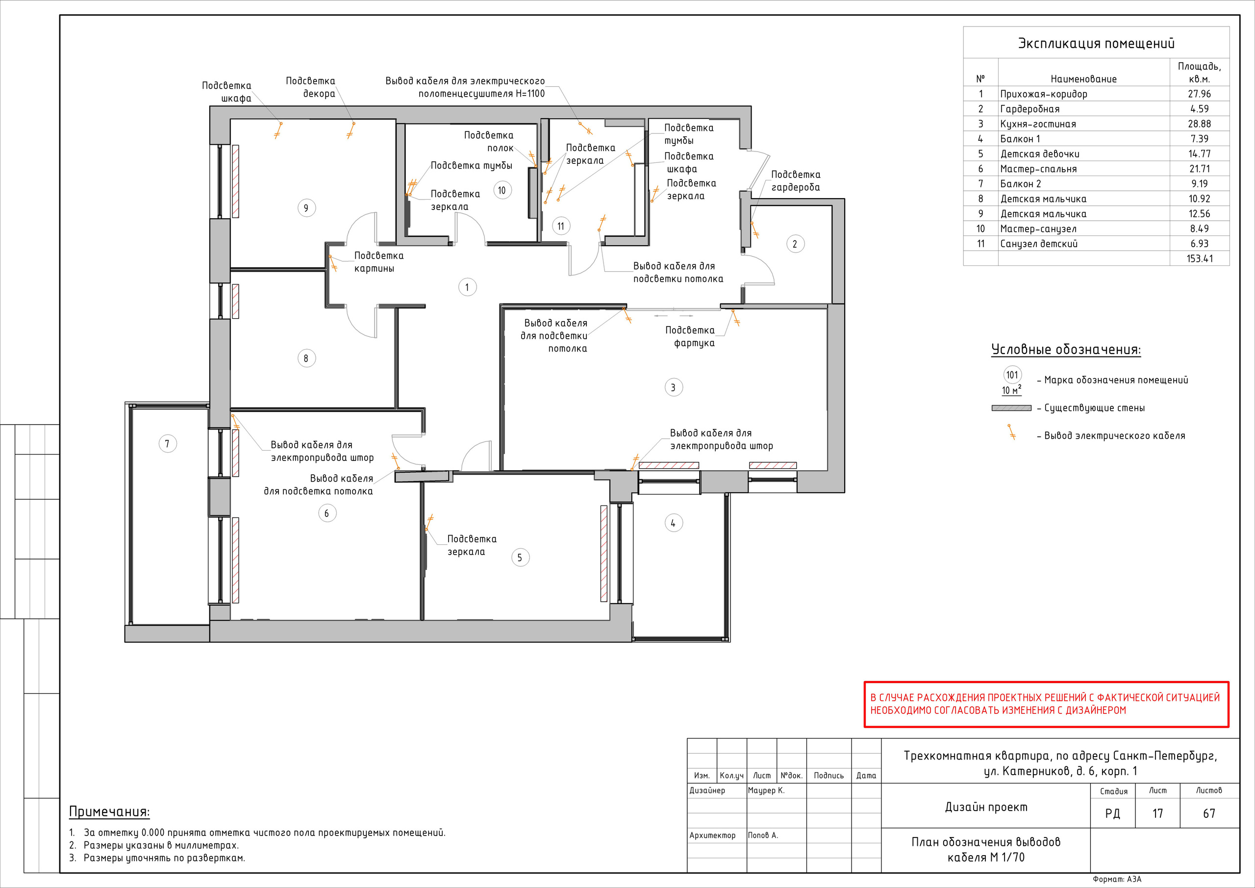 Трехкомнатная квартира дизайнер Маурер К. Студия обмеров и проектирования