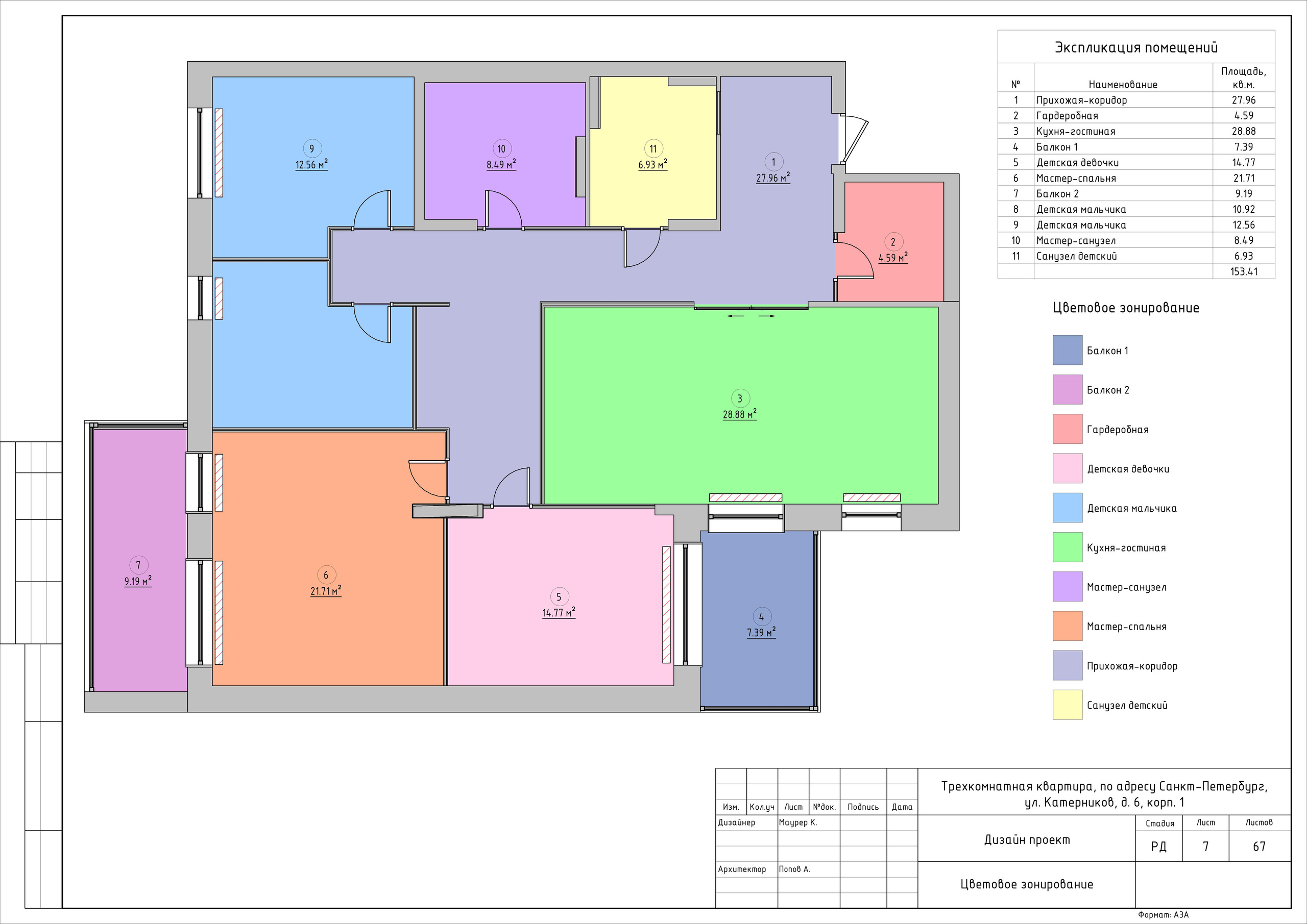 Трехкомнатная квартира дизайнер Маурер К. Студия обмеров и проектирования