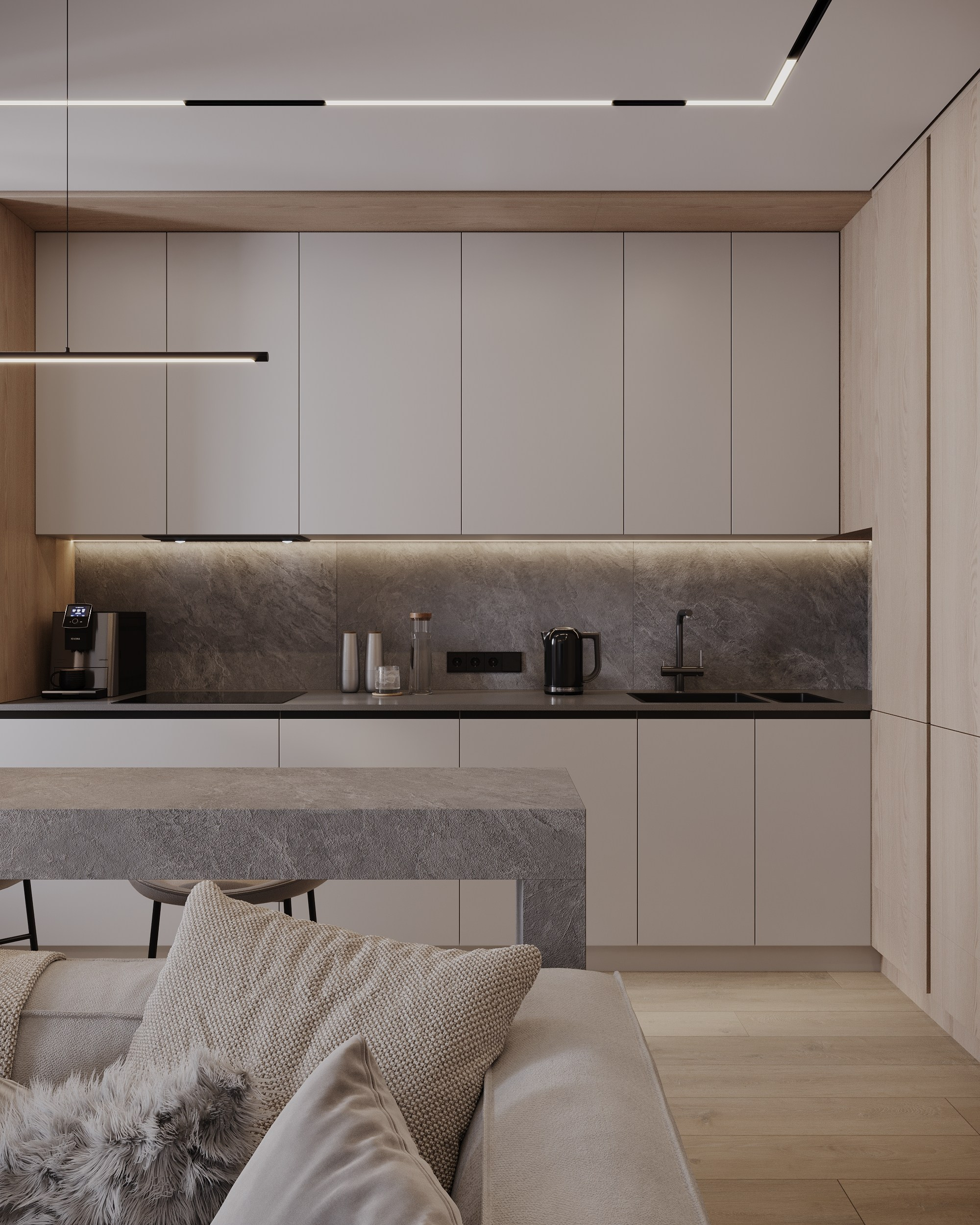 2-я Круговая, 67.3 кв.м. Дизайн интерьера, 3D-визуализация Владивосток