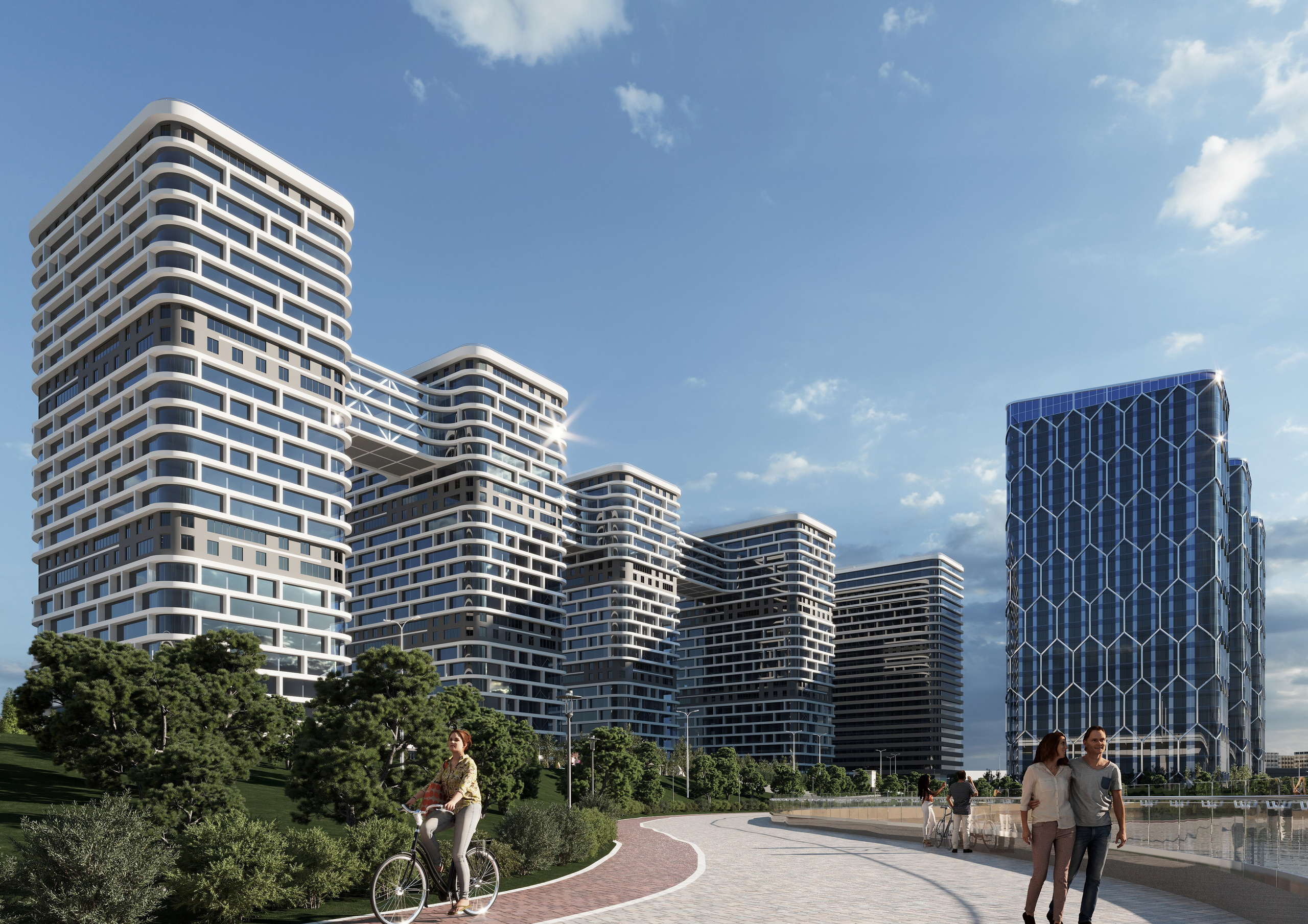 3D визуализация жилого комплекса в Ростове-на-Дону, современная архитектура.