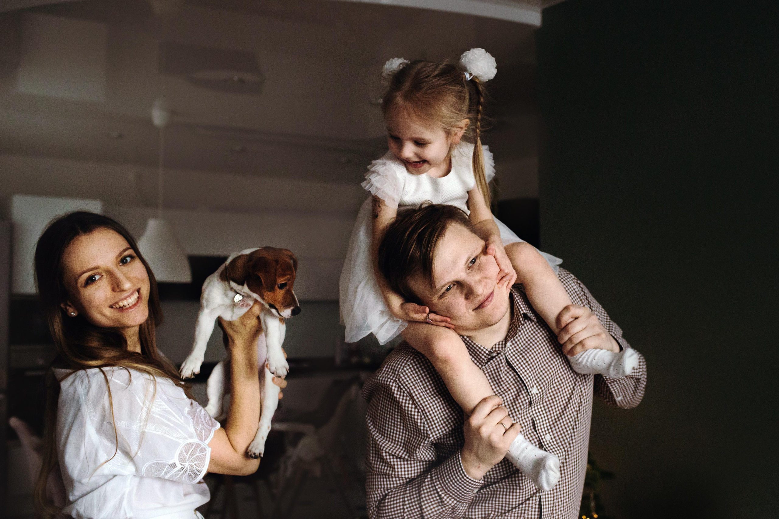 Новогодняя домашняя фотосессия с собакой