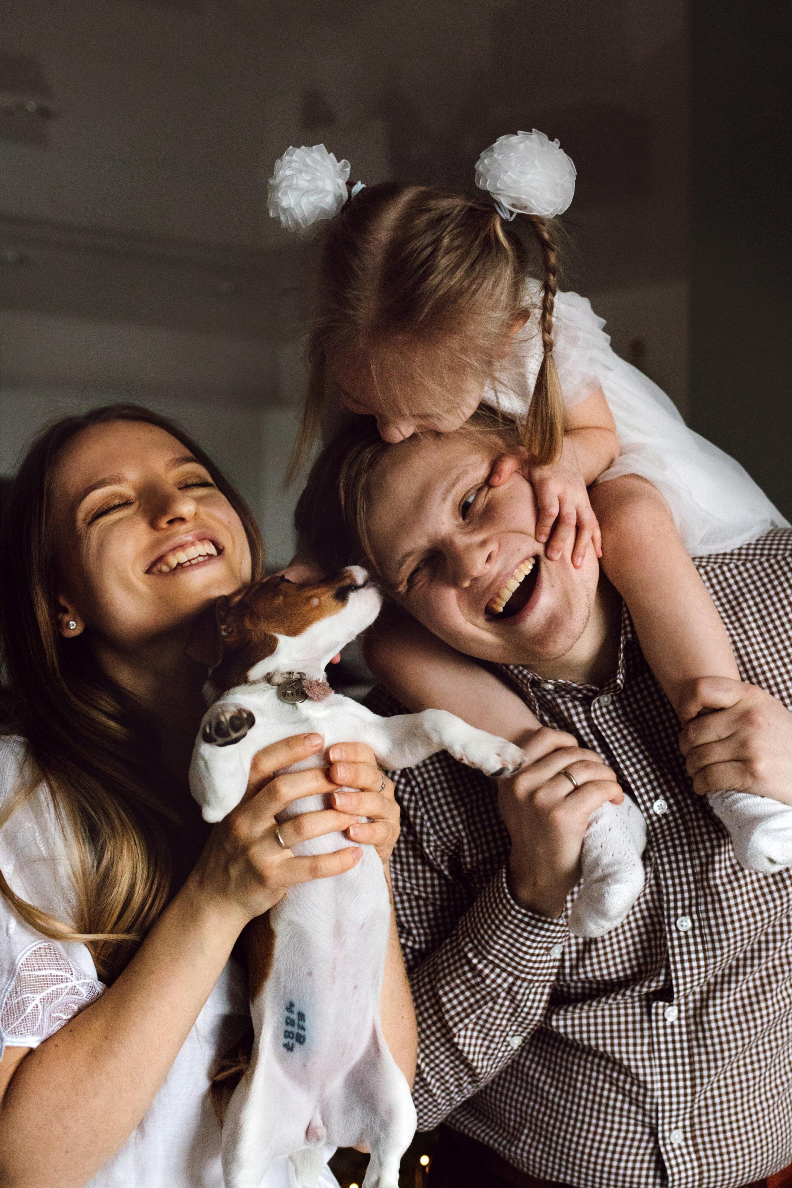 Новогодняя домашняя фотосессия с собакой