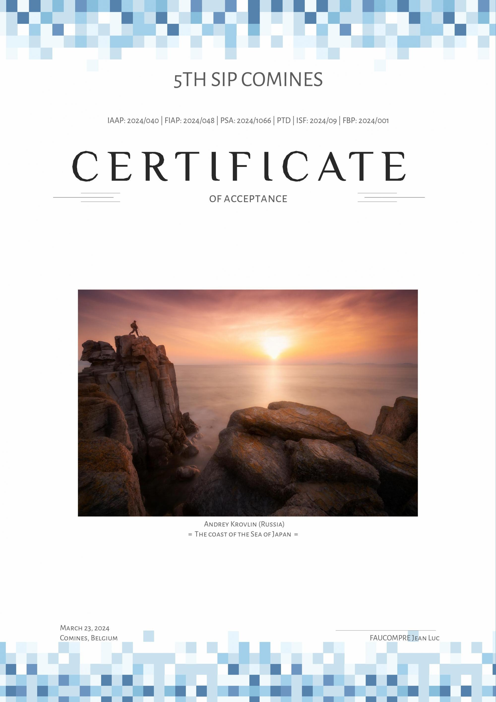 Остальные награды (дипломы, акцепты, работы участвующие в фотовыставках). Андрей Кровлин — фотограф в Славянке