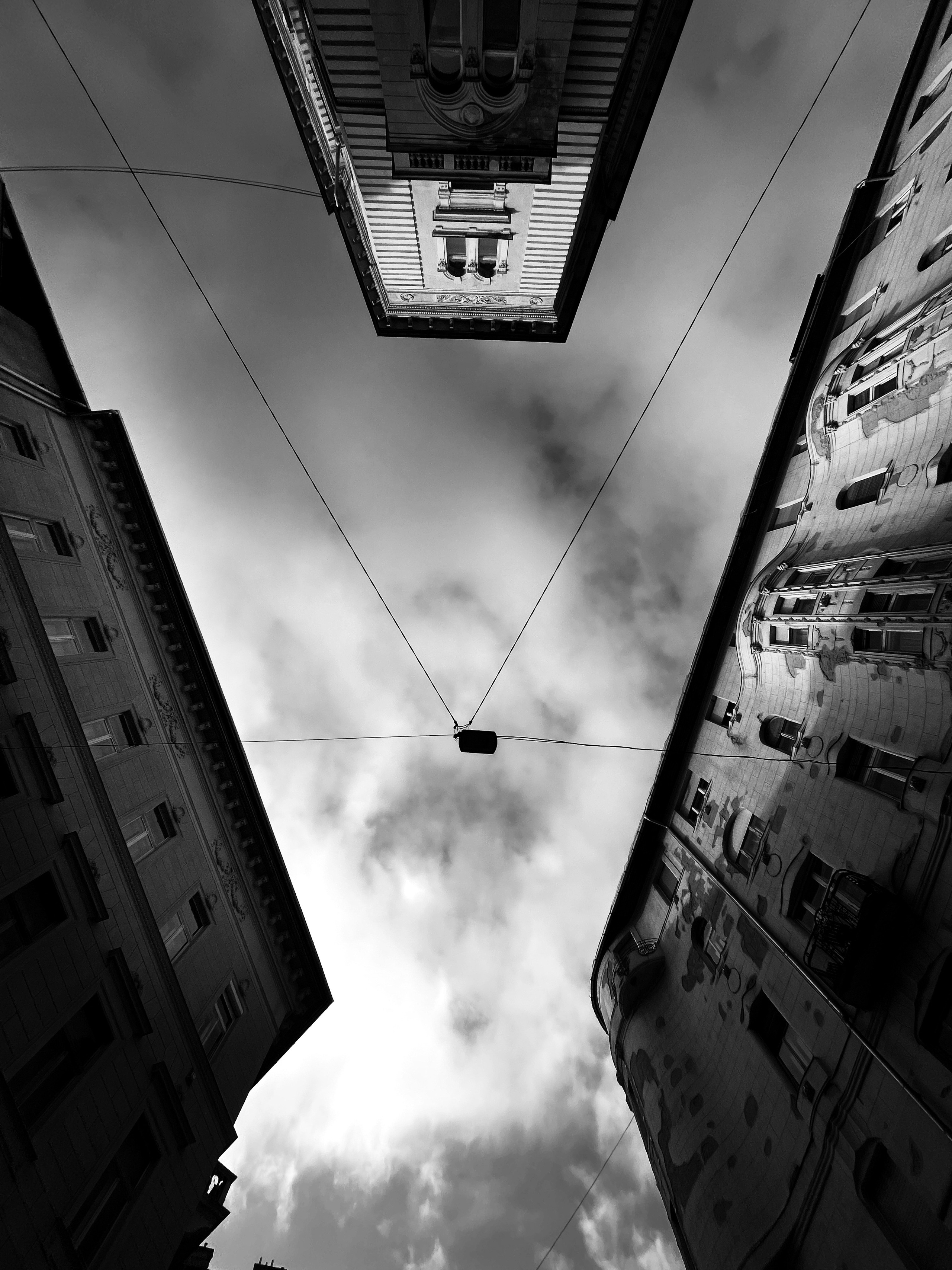 the sky between the houses