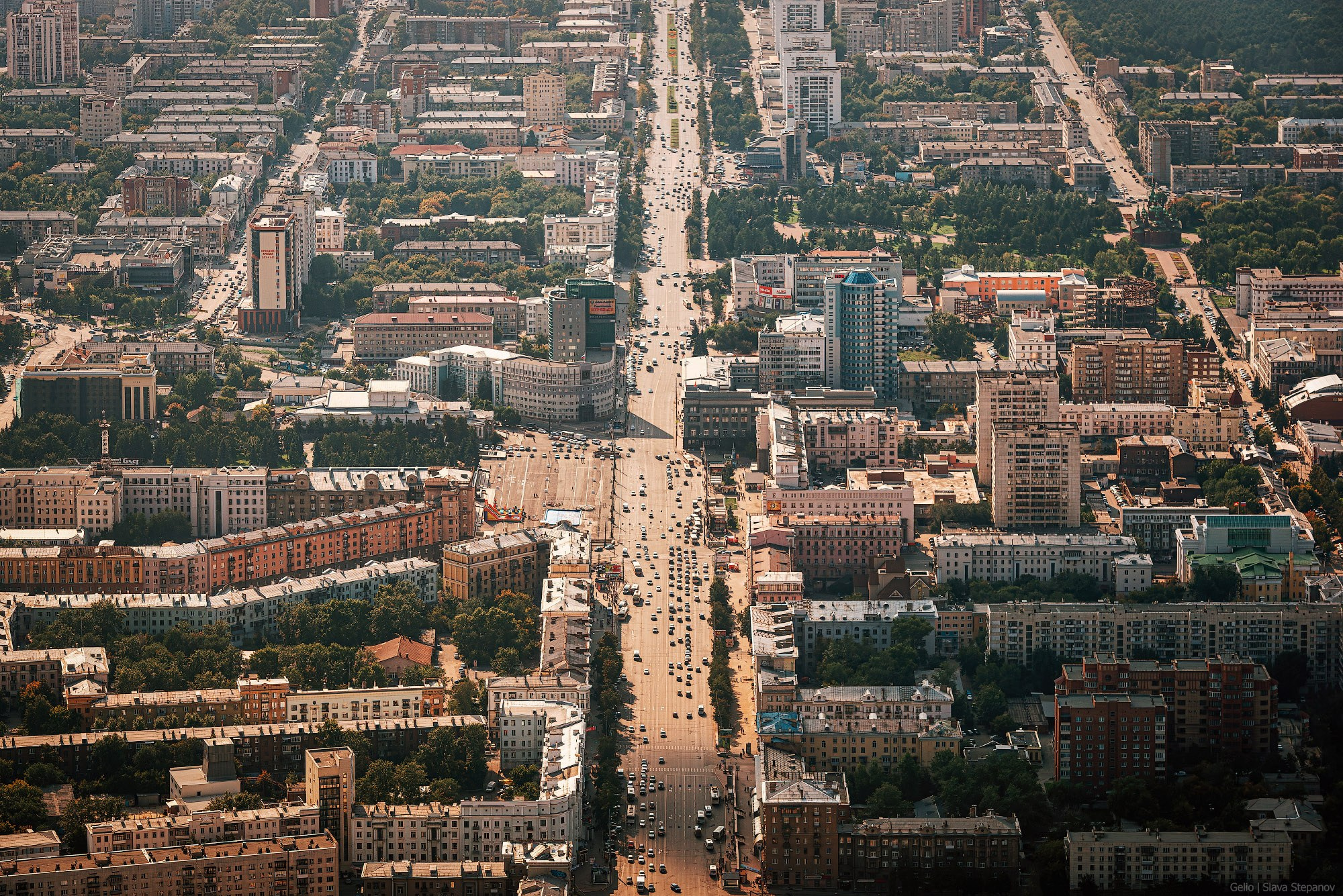 Челябинск, ось проспекта с высоты