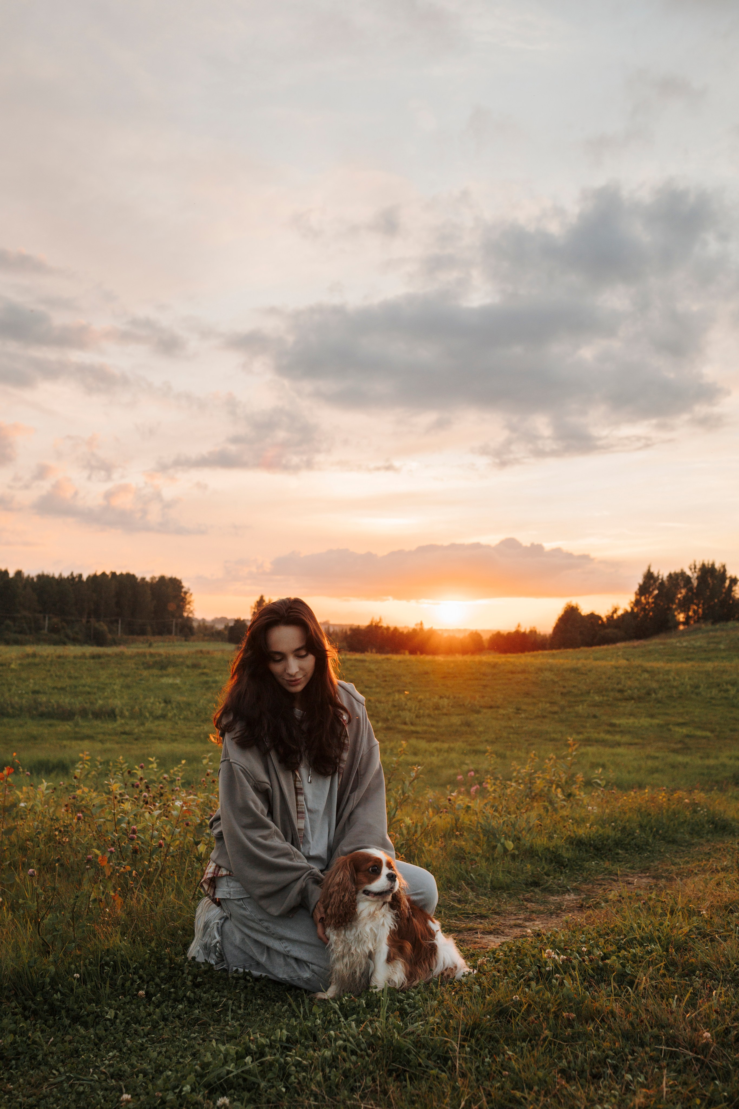 На закате Катерина, Луна и Рикки. Фотограф-анималист в Санкт-Петеребурге Титова Алиса