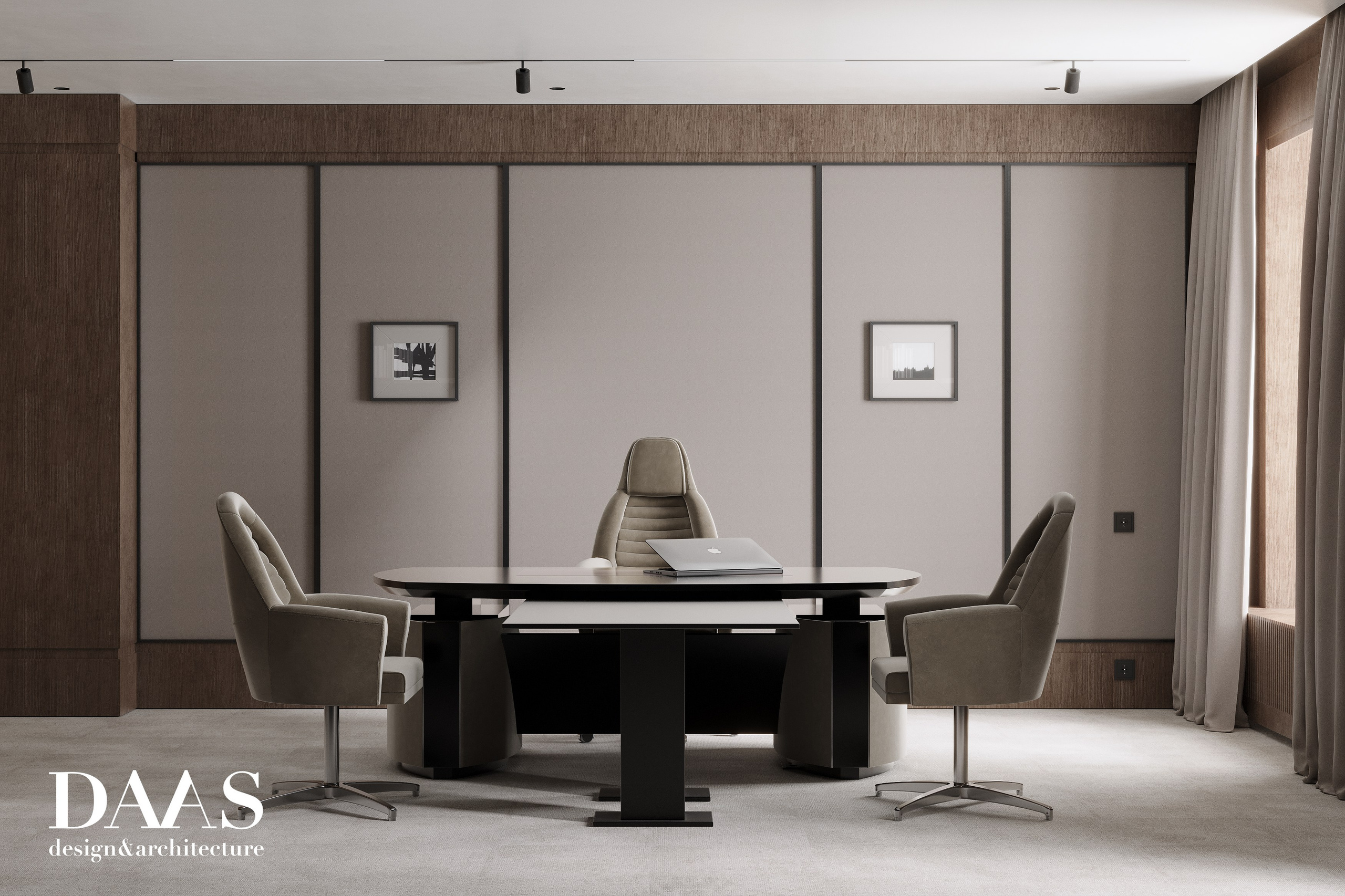 Кабинет руководителя для DAAS bureau. 3D визуализация интерьера и архитектурной среды