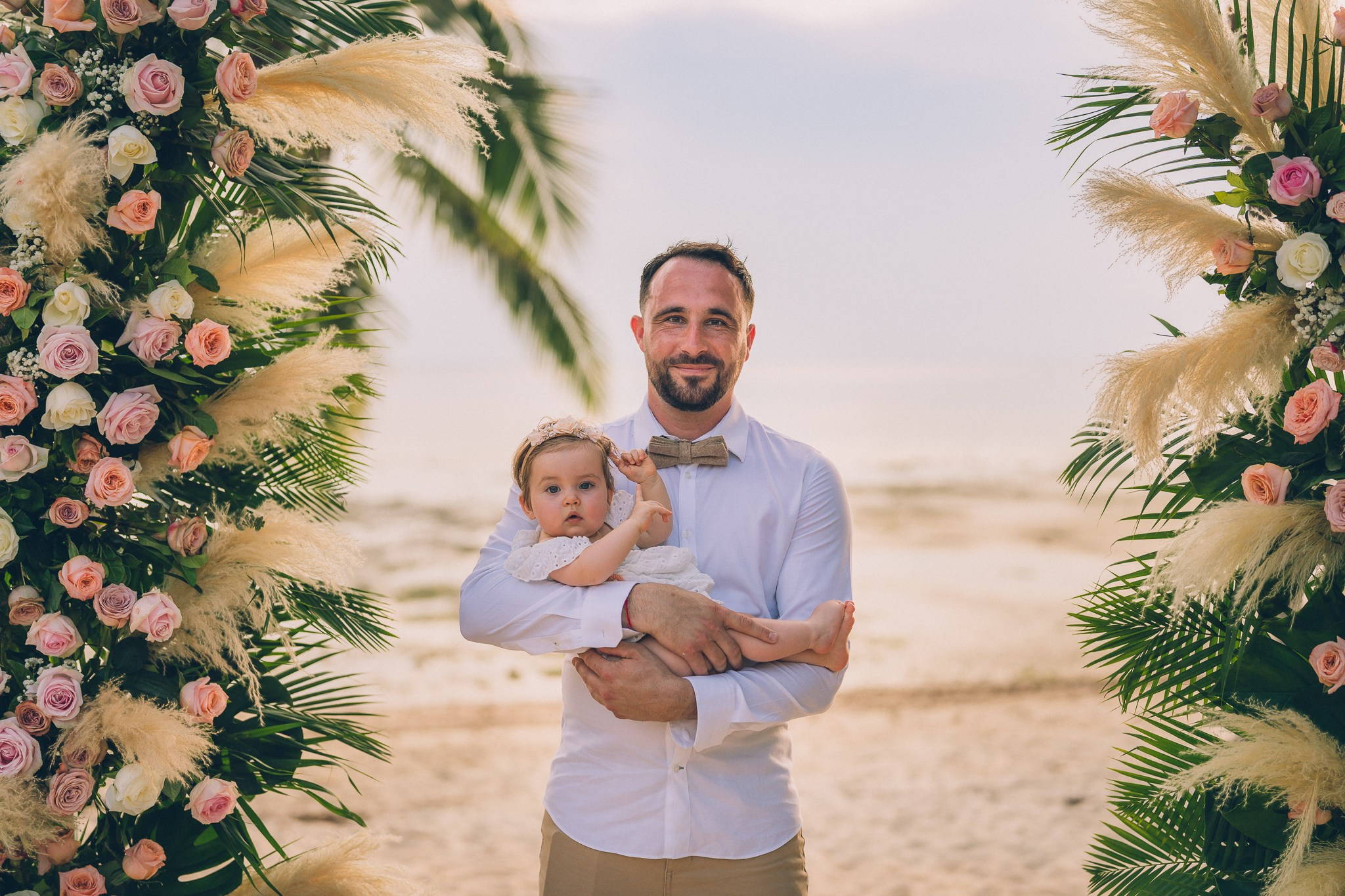 Sunset Beach Wedding with Guests in Koh Samui