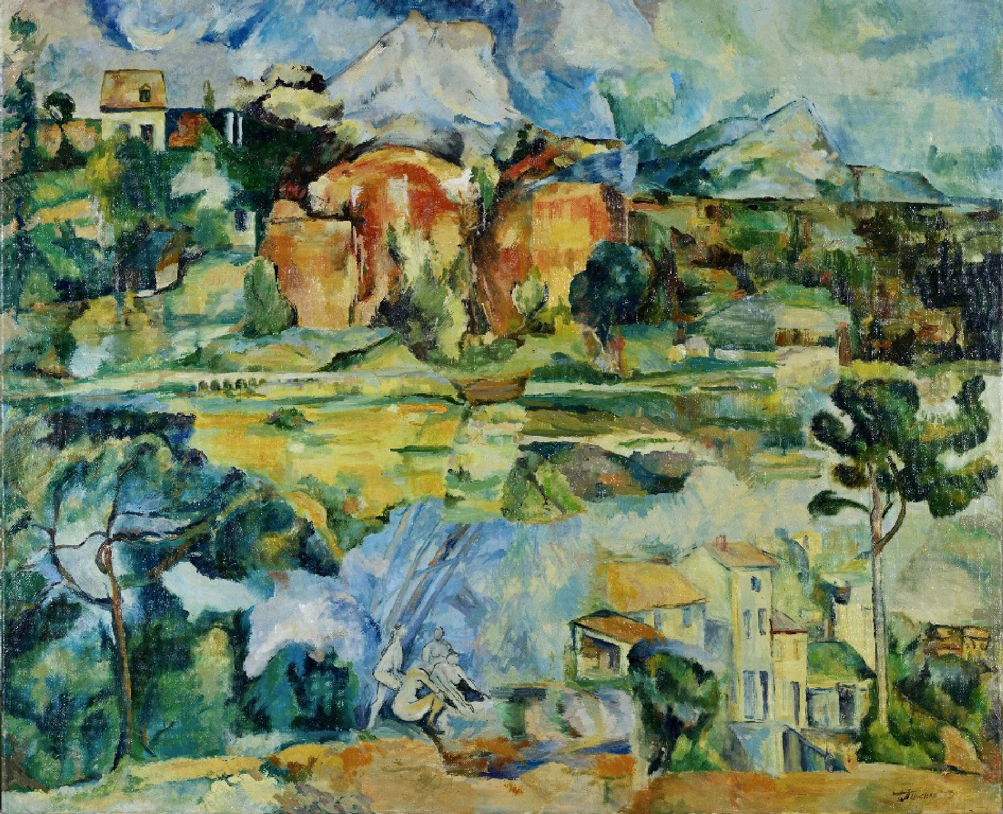 "Посвящение Сезанну. Коллаж" 110Х90 см. Холст/масло, 2018 коллаж, яркий, сочный, сезанн, живопись, масло, импрессионизм