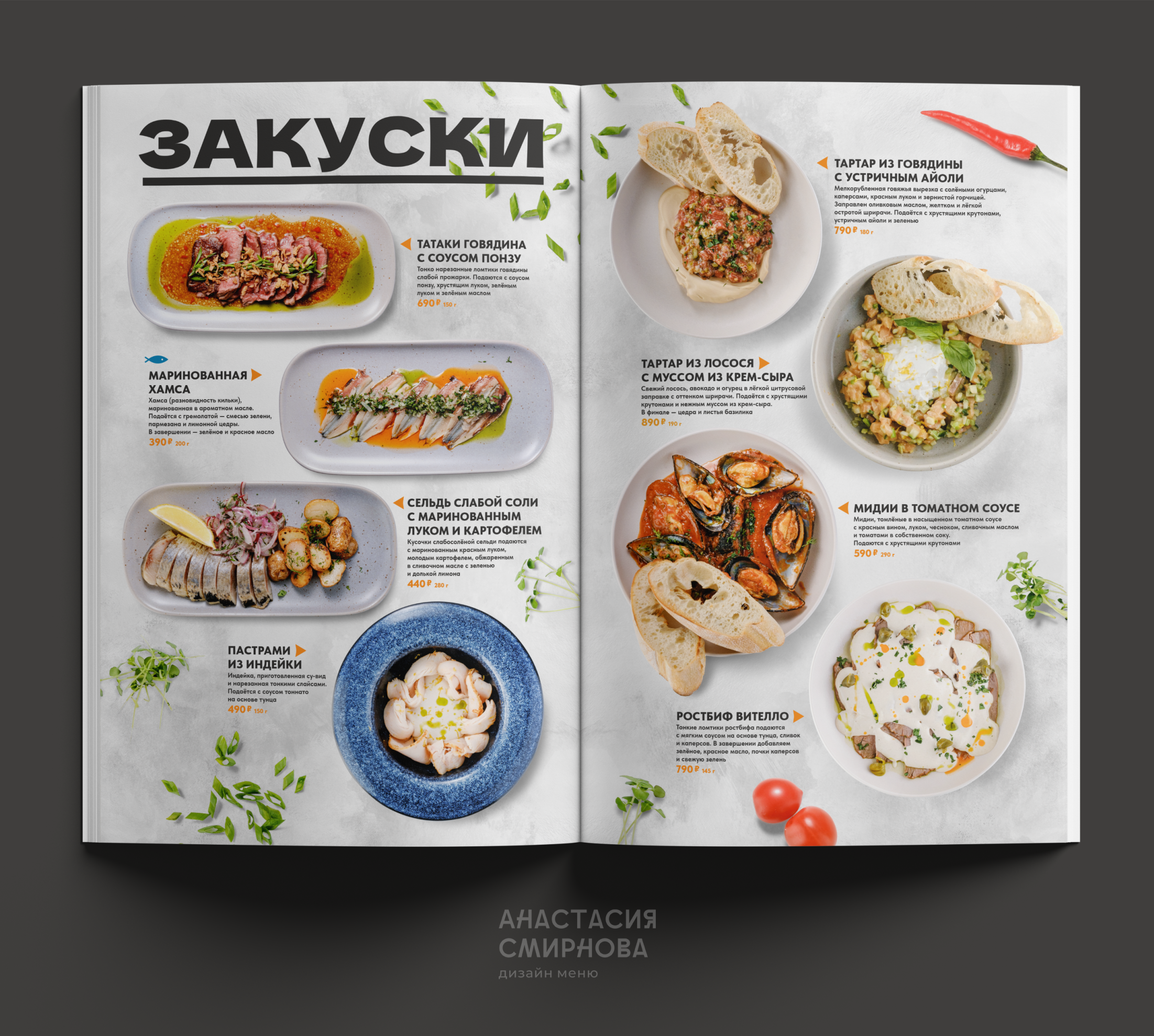 Дизайн меню. Дизайн меню на заказ