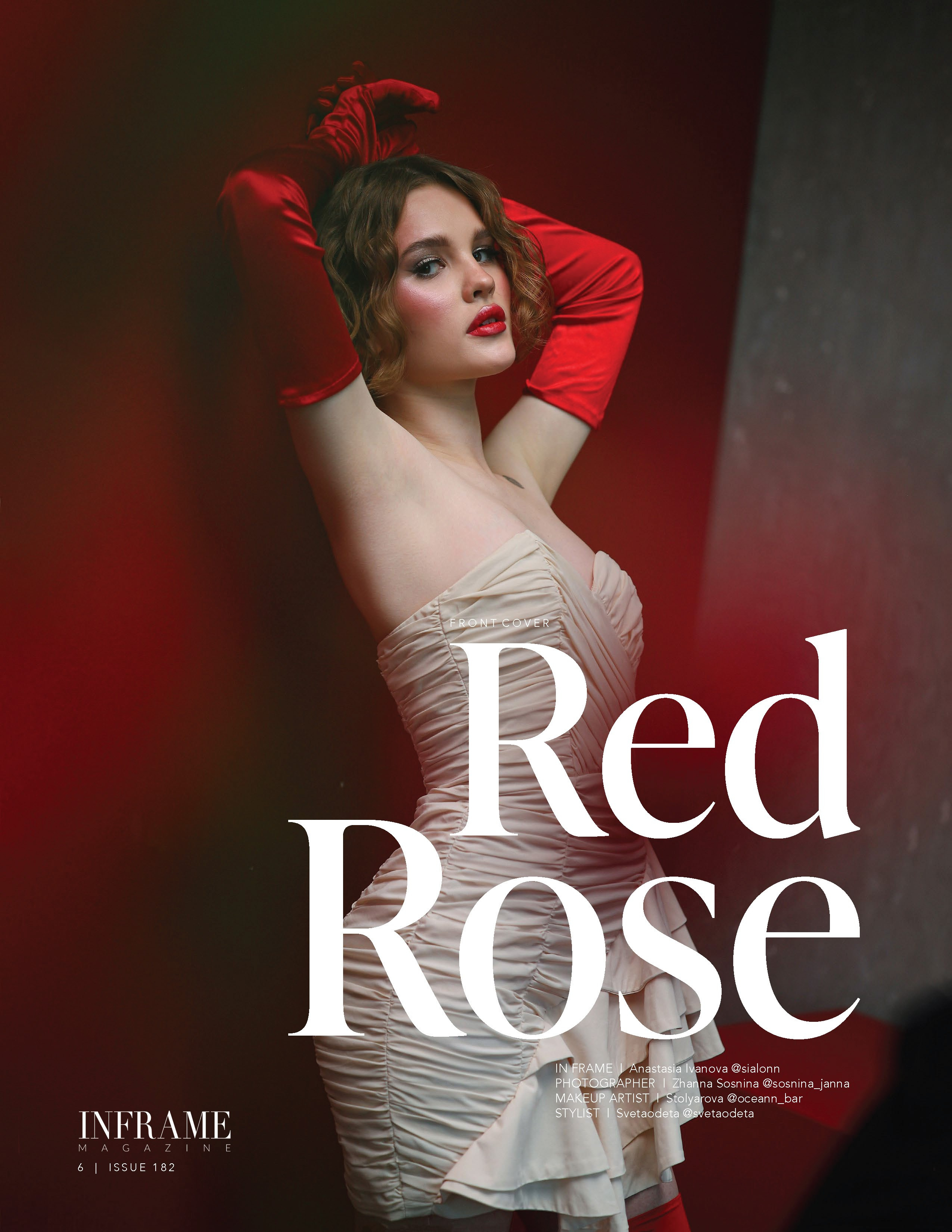 Съемка "Red rose" на обложке INFRAME MagazinePREMIUM Publication Gold Coast, AustraliaIssue 182 - Beauty and Glamour Edition - January 2025