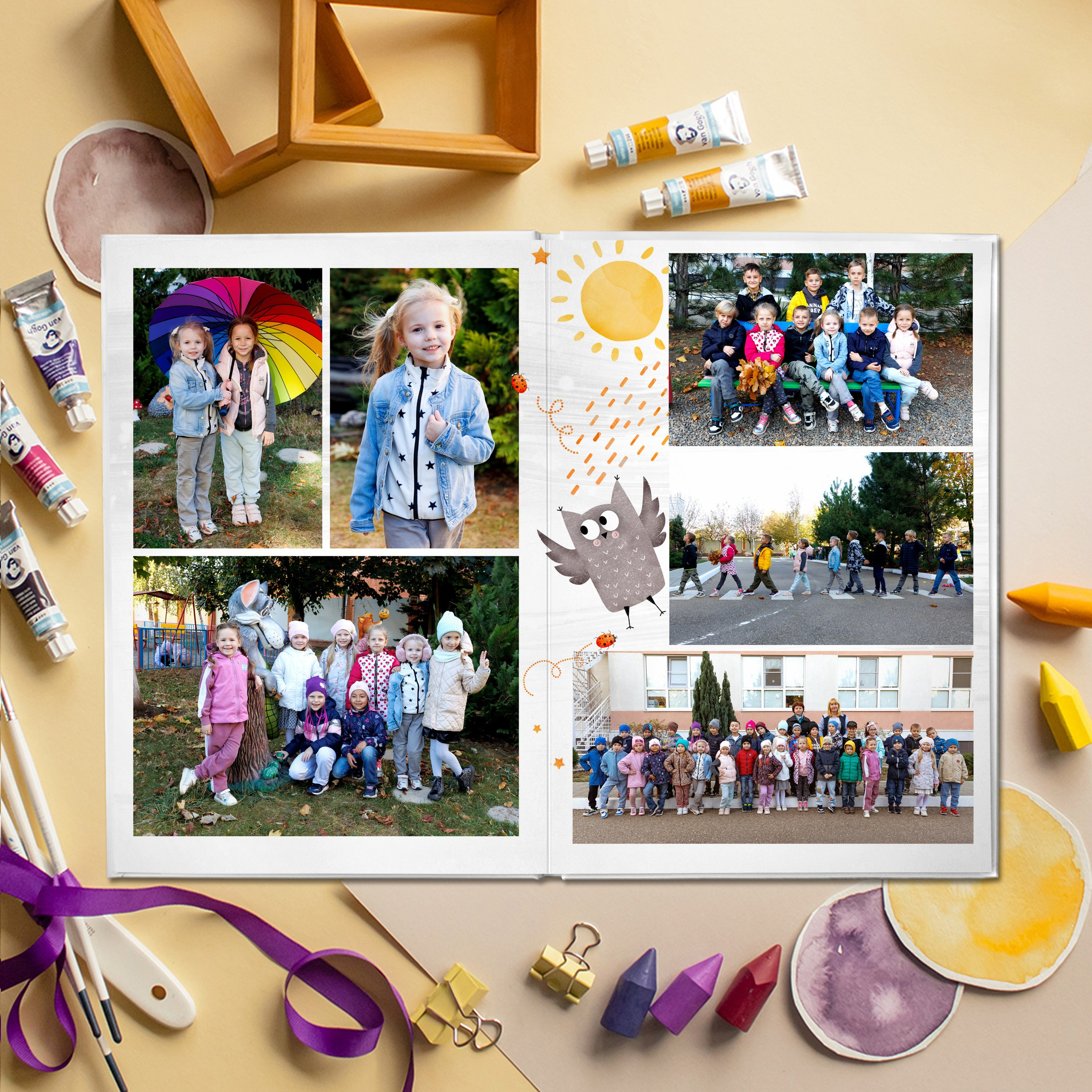 Образцы выпускных фотокниг для детского сада. Детский школьный и семейный фотограф в Краснодаре