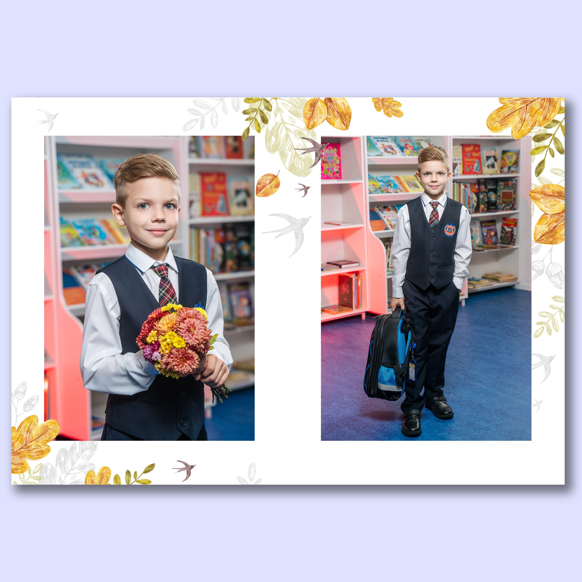 Здравствуй школа — альбом на три разворота. Выпускные альбомы, школьные фотосессии в городе Новороссийске