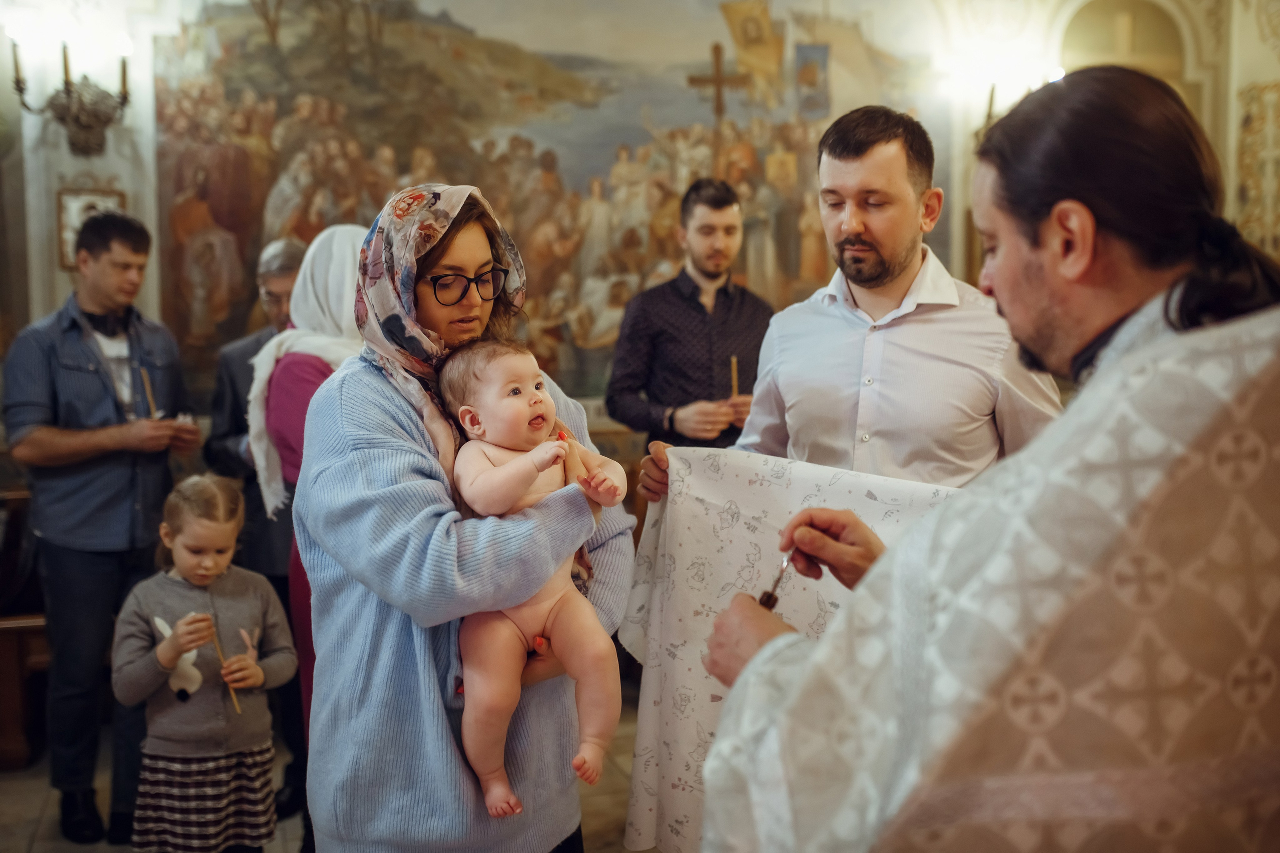 Крещение Валерии. Фотограф на Крещение, семейный фотограф в Москве