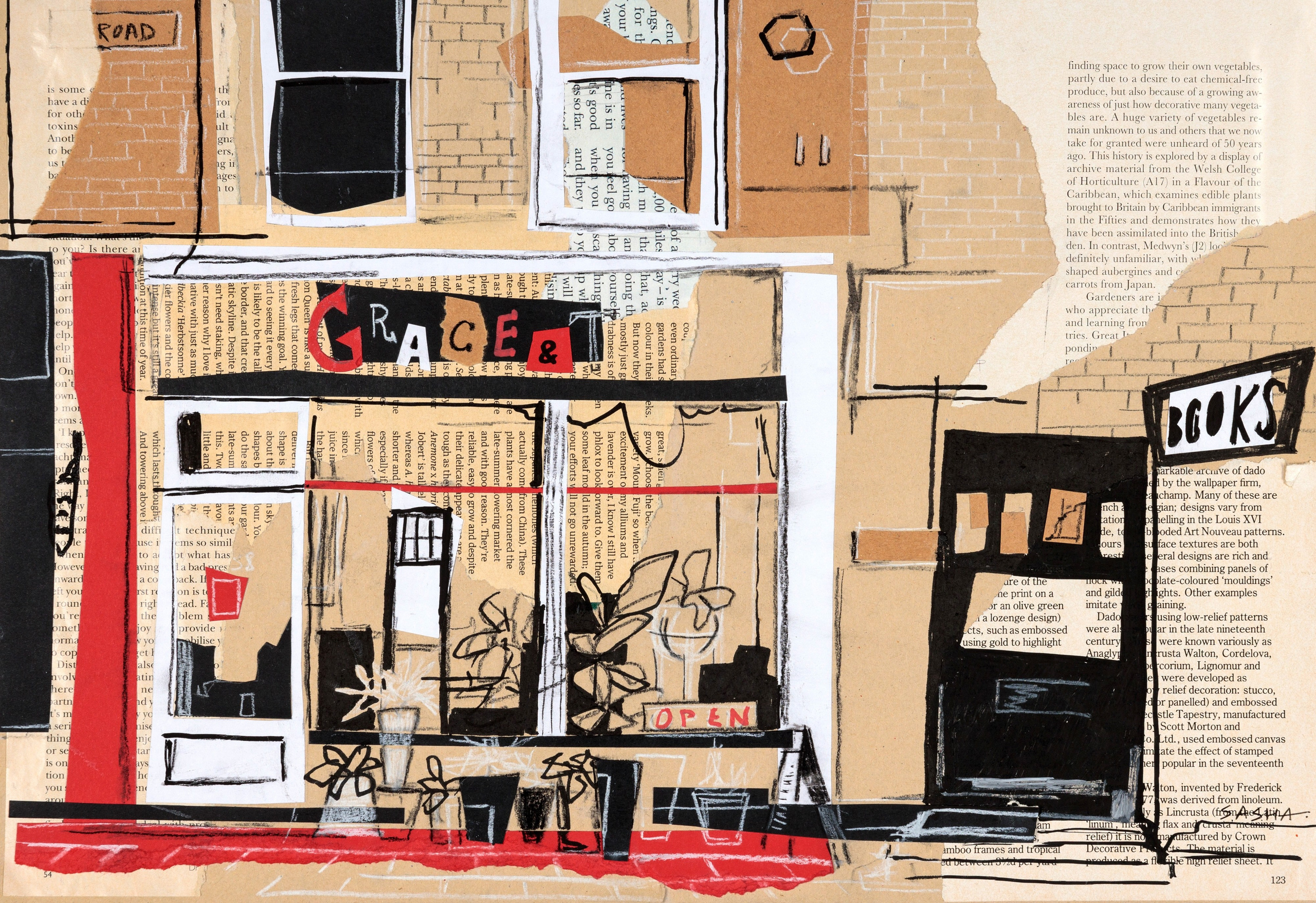 Фасад книжного магазина "Grace" с открытой дверью