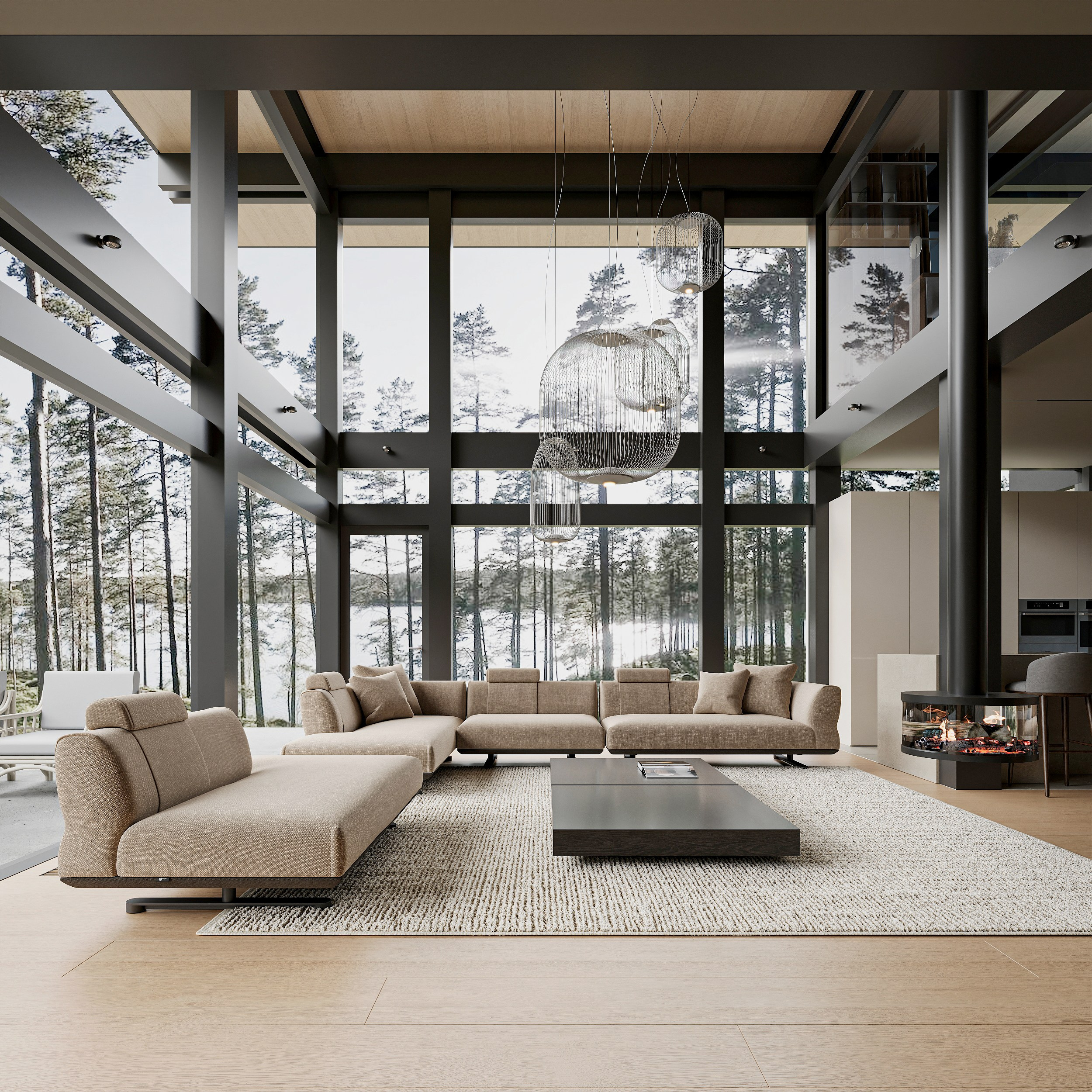 Загородный дом / кухня-гостиная. Kindhard-design