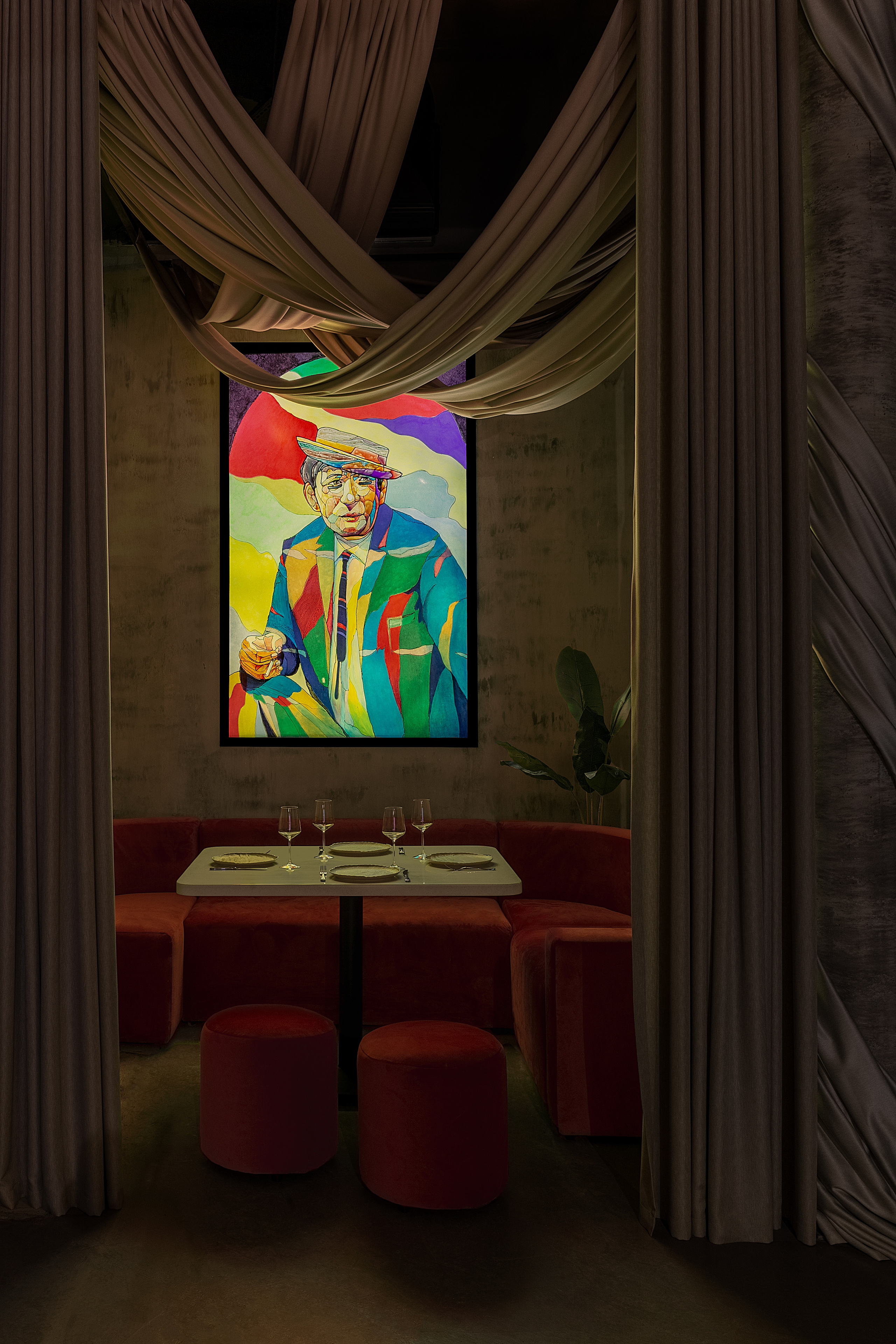 Karine Design Studio — Nikulin Bar Astana. Roman Yakunin — interior photographer in Almaty, Kazakhstan