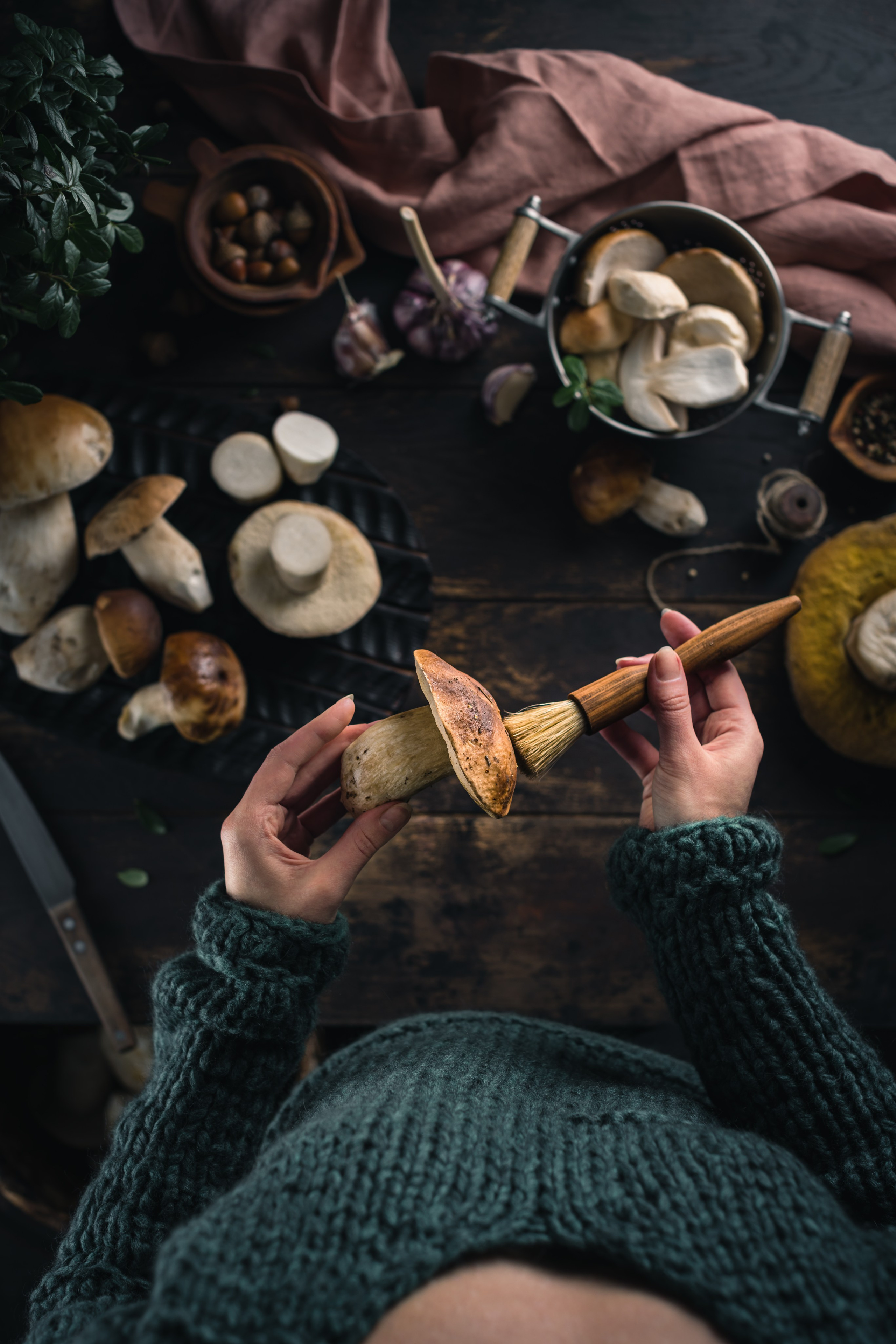 Белые грибы заготовки. Foodie Stories (гастрономические истории) рекламная фуд-фотосъёмка, Москва