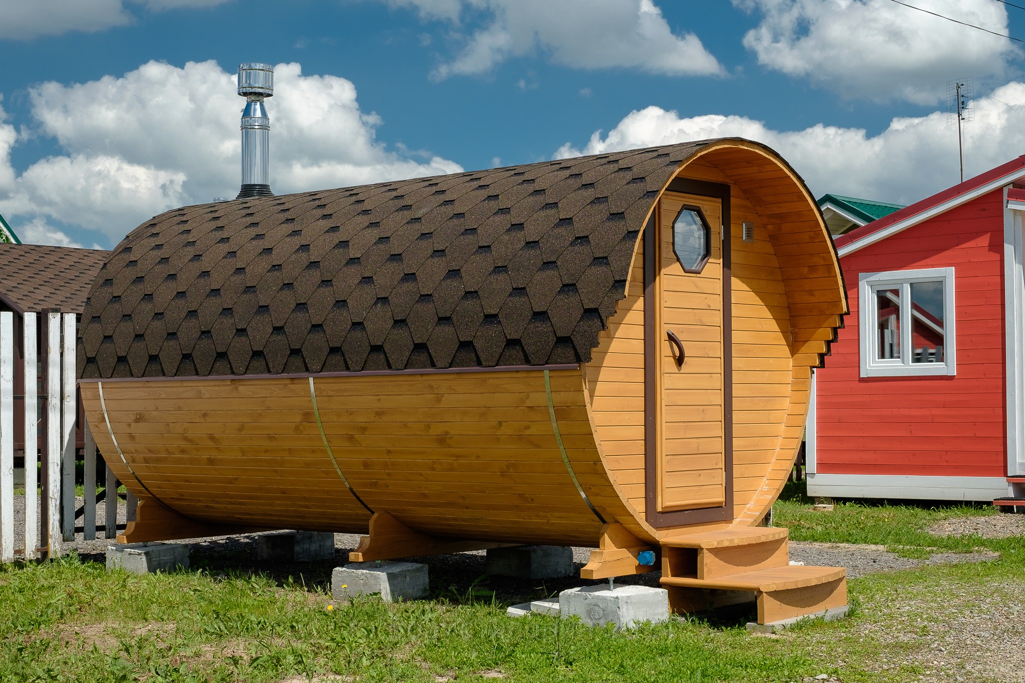 Фото бани-бочки в Московской области