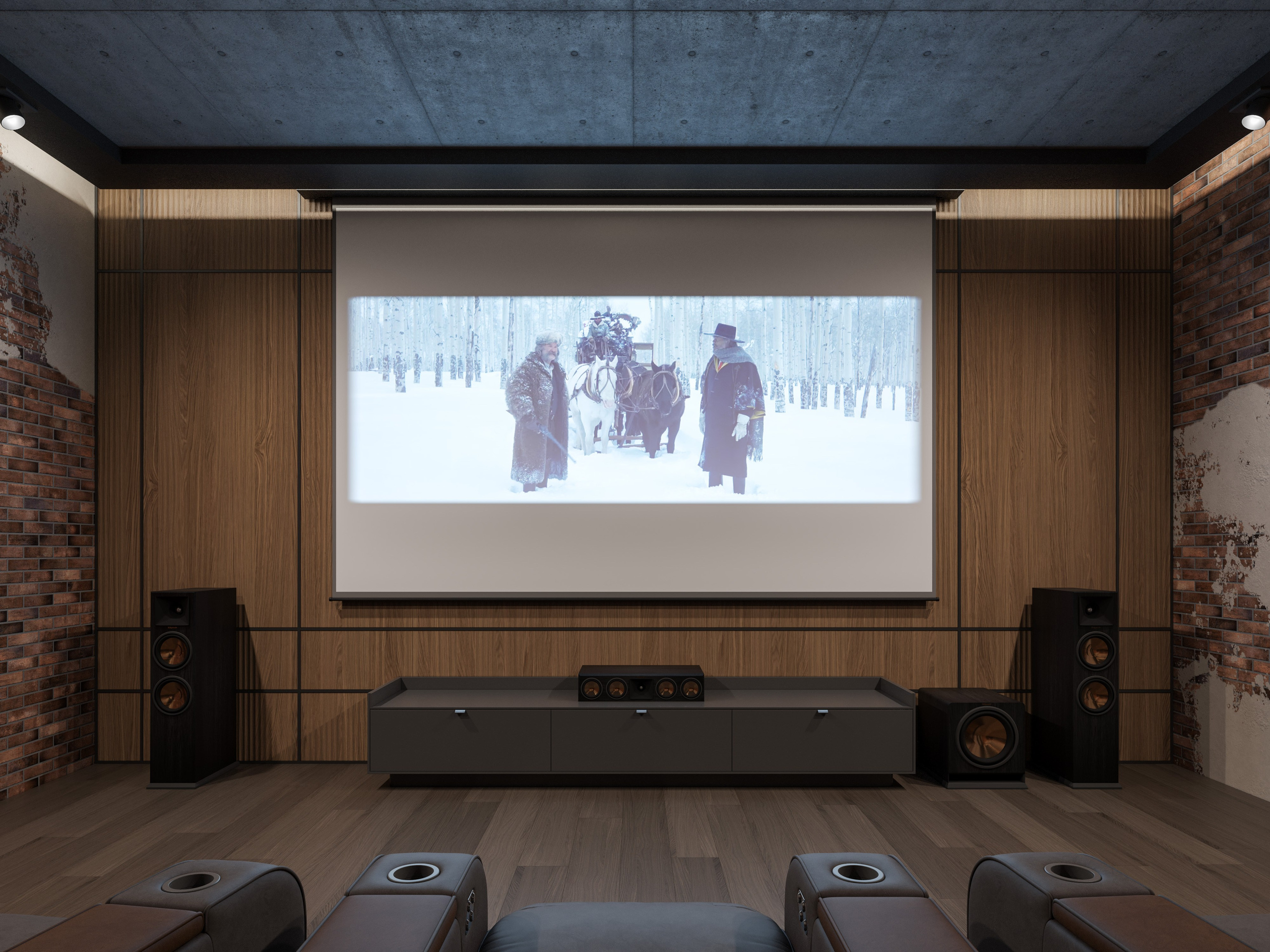 3D Визуализация кинотеатра в загородном доме
