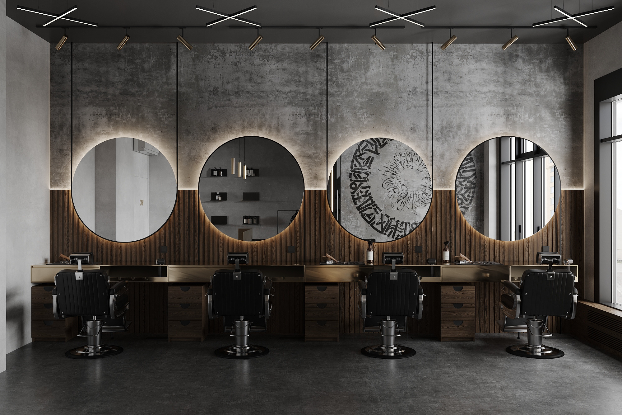 Барбершоп re.Fresh/ Дизайнер: Валерия Валерия Бастракова. Студия интерьерной визуализации tmshkn.vis