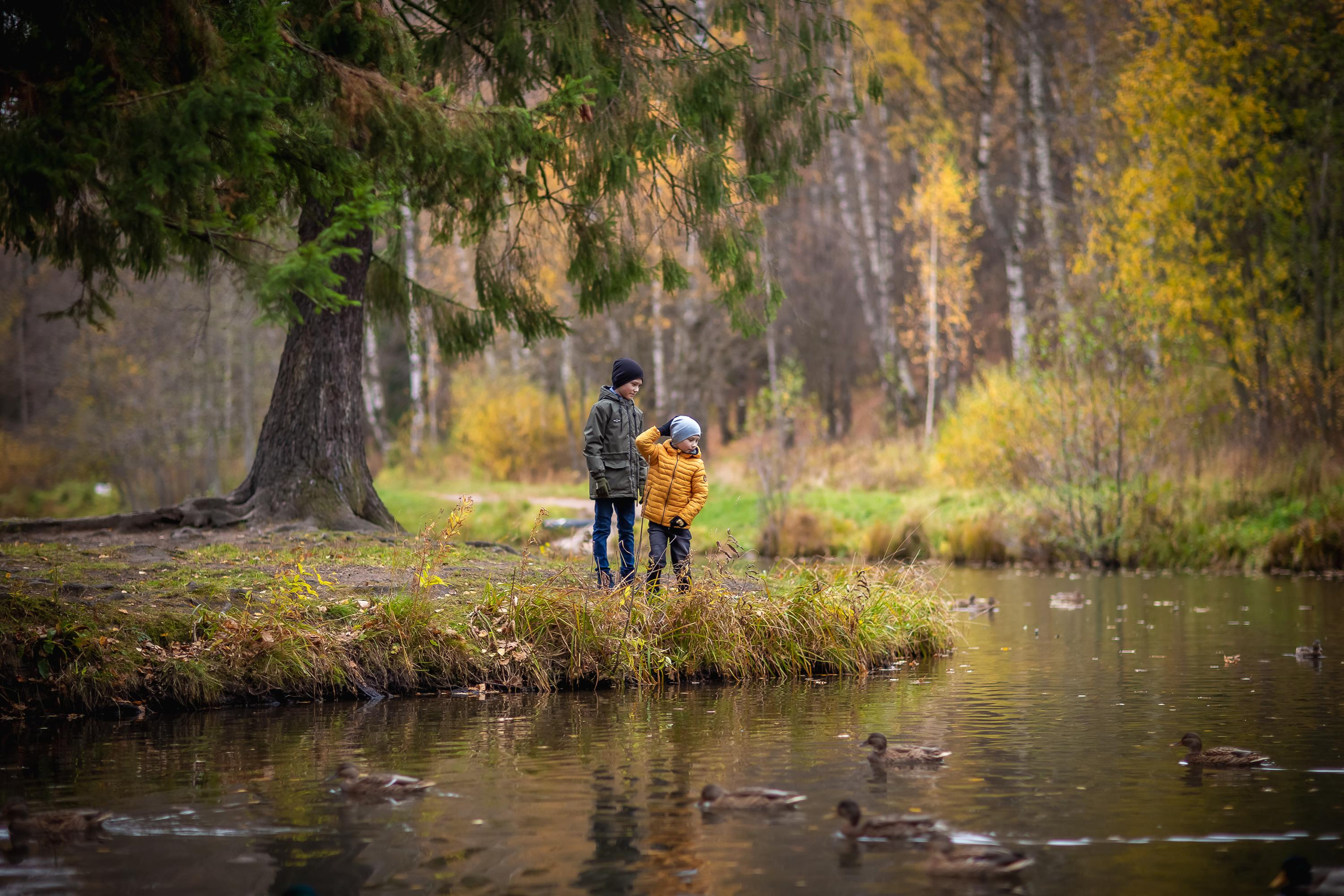 Осенняя съемка Олег и Дениска в Шуваловском парке. Репортажный, семейный, свадебный фотограф Санкт-Петербург Ольга Лесюк