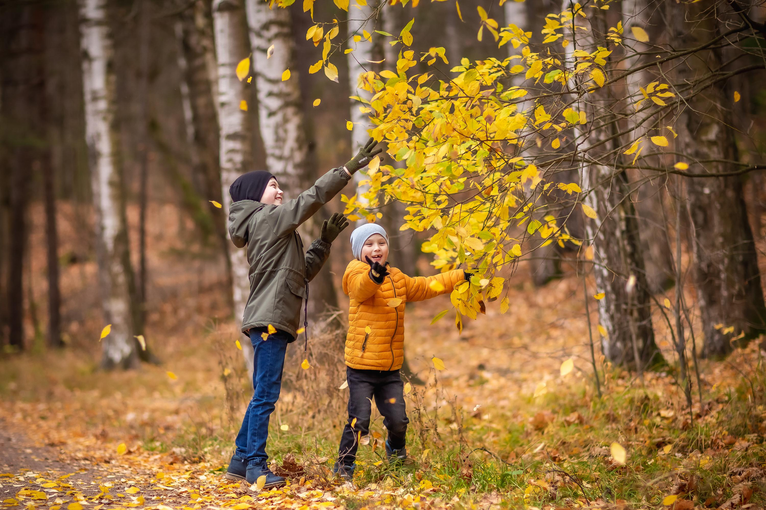 Осенняя съемка Олег и Дениска в Шуваловском парке. Репортажный, семейный, свадебный фотограф Санкт-Петербург Ольга Лесюк