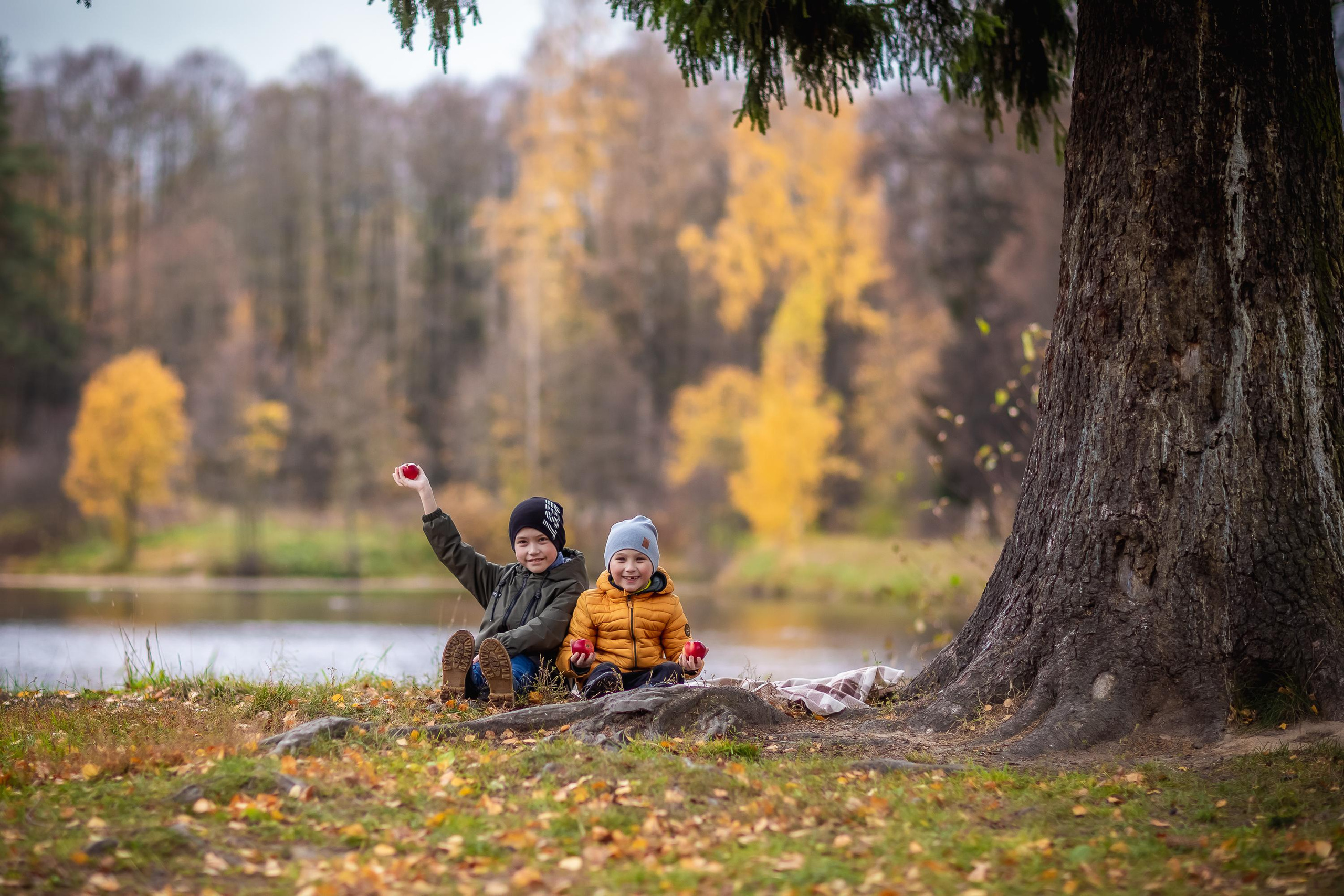 Осенняя съемка Олег и Дениска в Шуваловском парке. Репортажный, семейный, свадебный фотограф Санкт-Петербург Ольга Лесюк