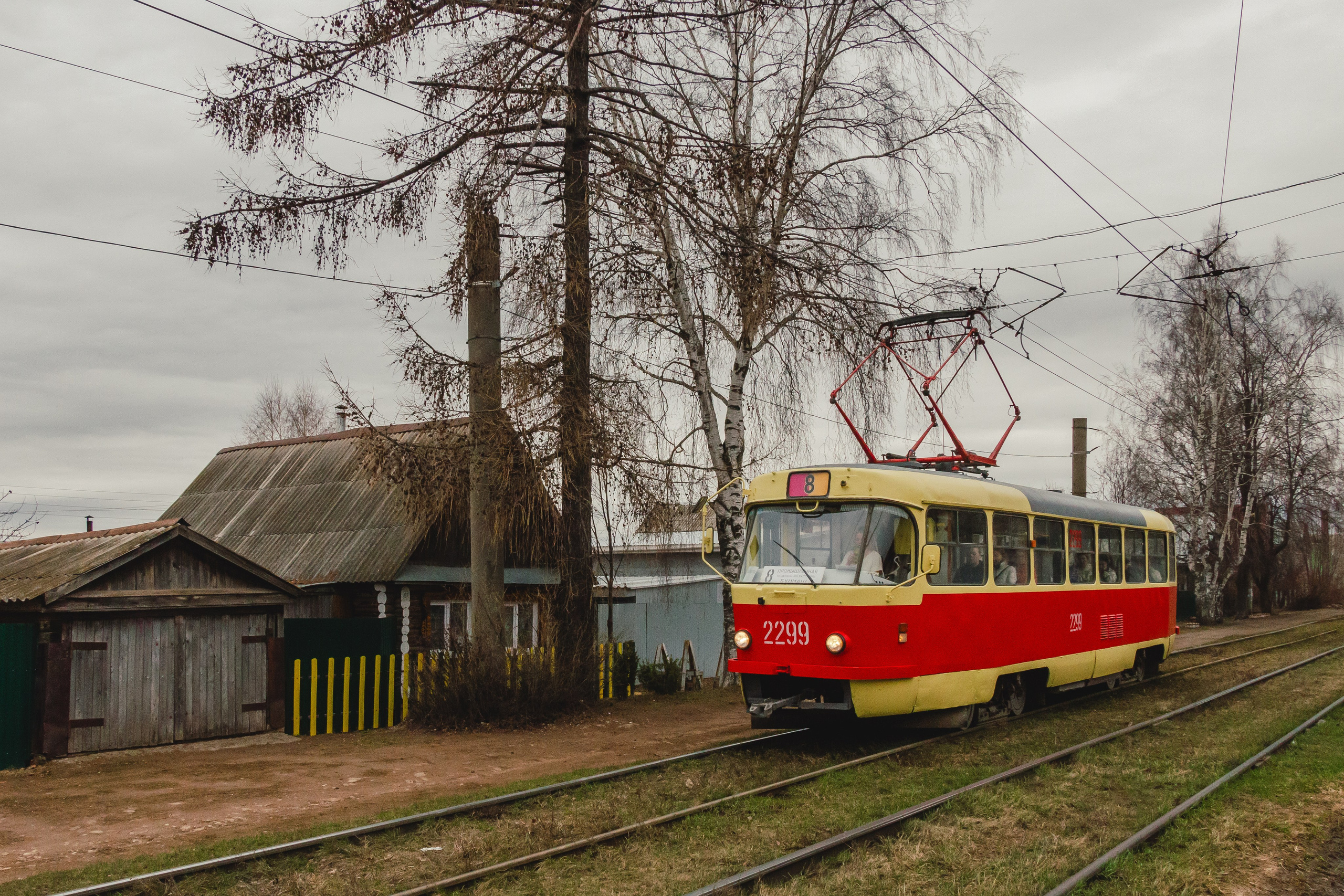 Трамвай в деревне. TATRA T3. Ижевск