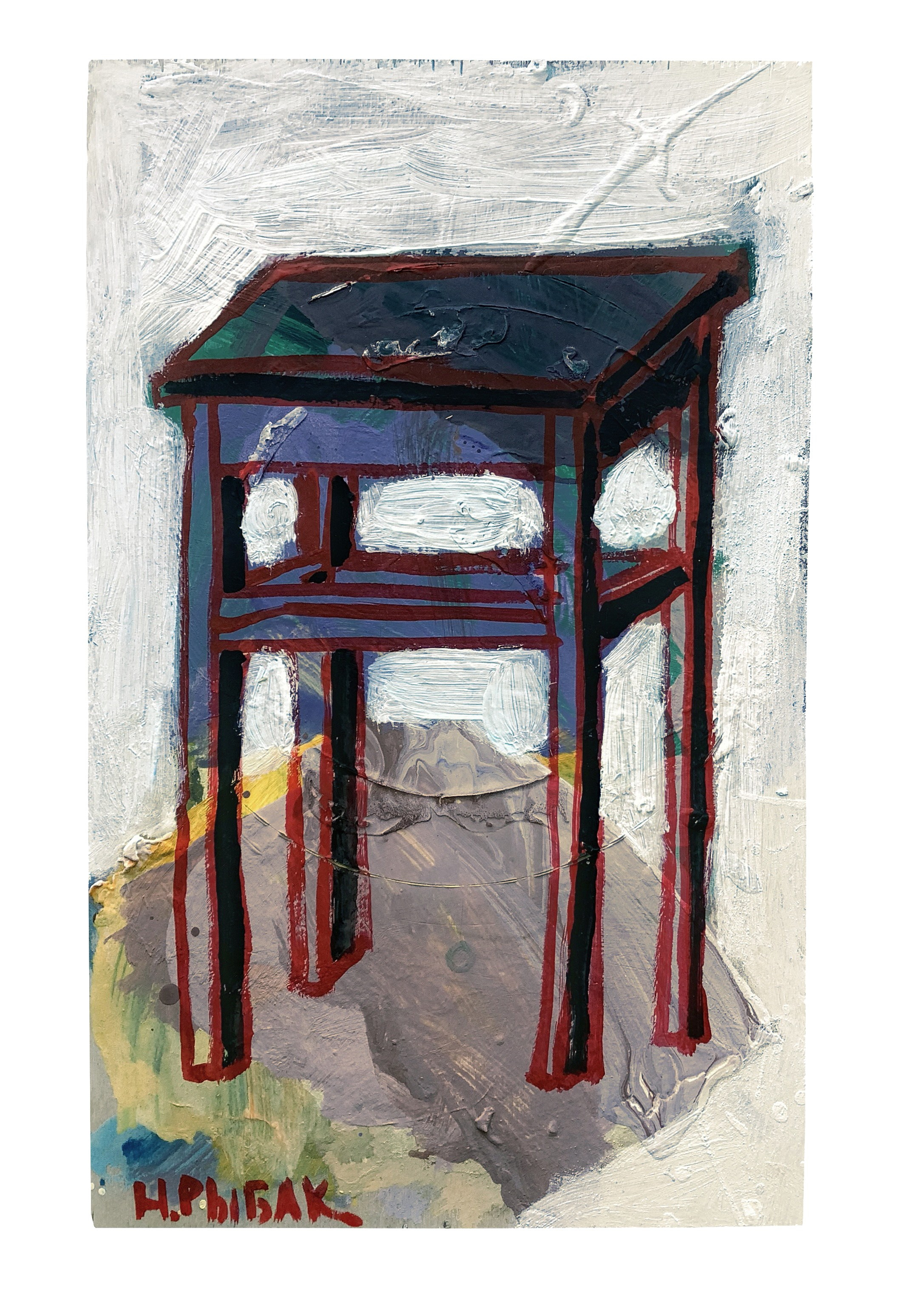 Табуретки на палитрах. Художник Рыбак Николай