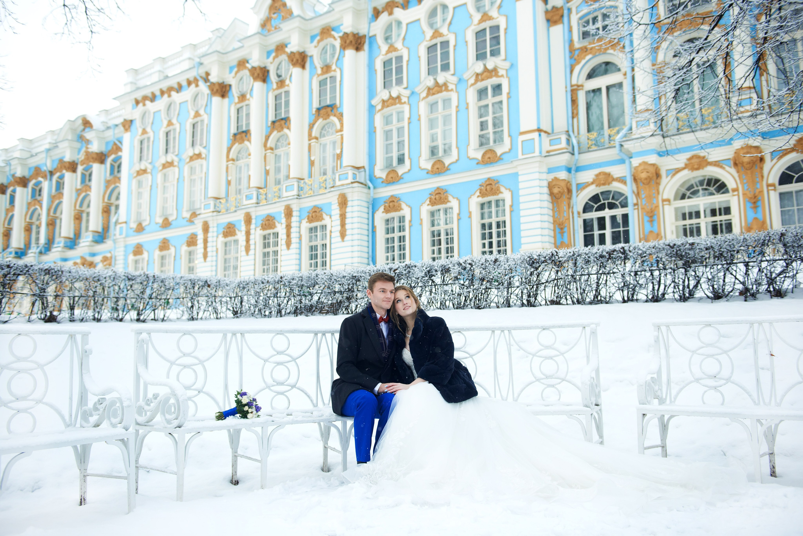 Надежда и Владислав (зимняя свадебная фотосессия в Пушкине в Екатерининском парке). Портретный, семейный и свадебный фотограф в Санкт-Петербурге и в Пушкине Ширяев Денис