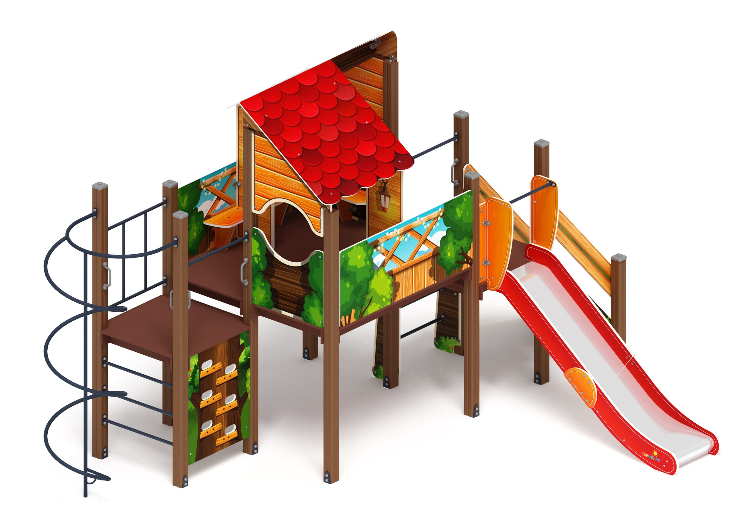 Теремок - ДИК 2.07.01-01 - Игровой комплекс H=1200                                                                                                                          Габариты (ШхДхВ): 4000x5615x3290                                                                                                                                                                      Зона безопасности, мм: 7500х8615                                                                                                                                                                          Скат горки: H=1200 (металлический скат)                                                                                                                                            Возрастные ограничения от 5 до 12 лет