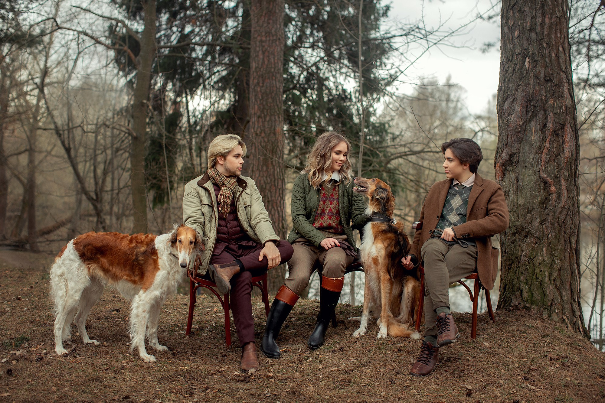 Семейная Фотосессия с русскими борзыми. Семейный фотограф Татьяна Надеждина | Москва, Московская область, Ярославль