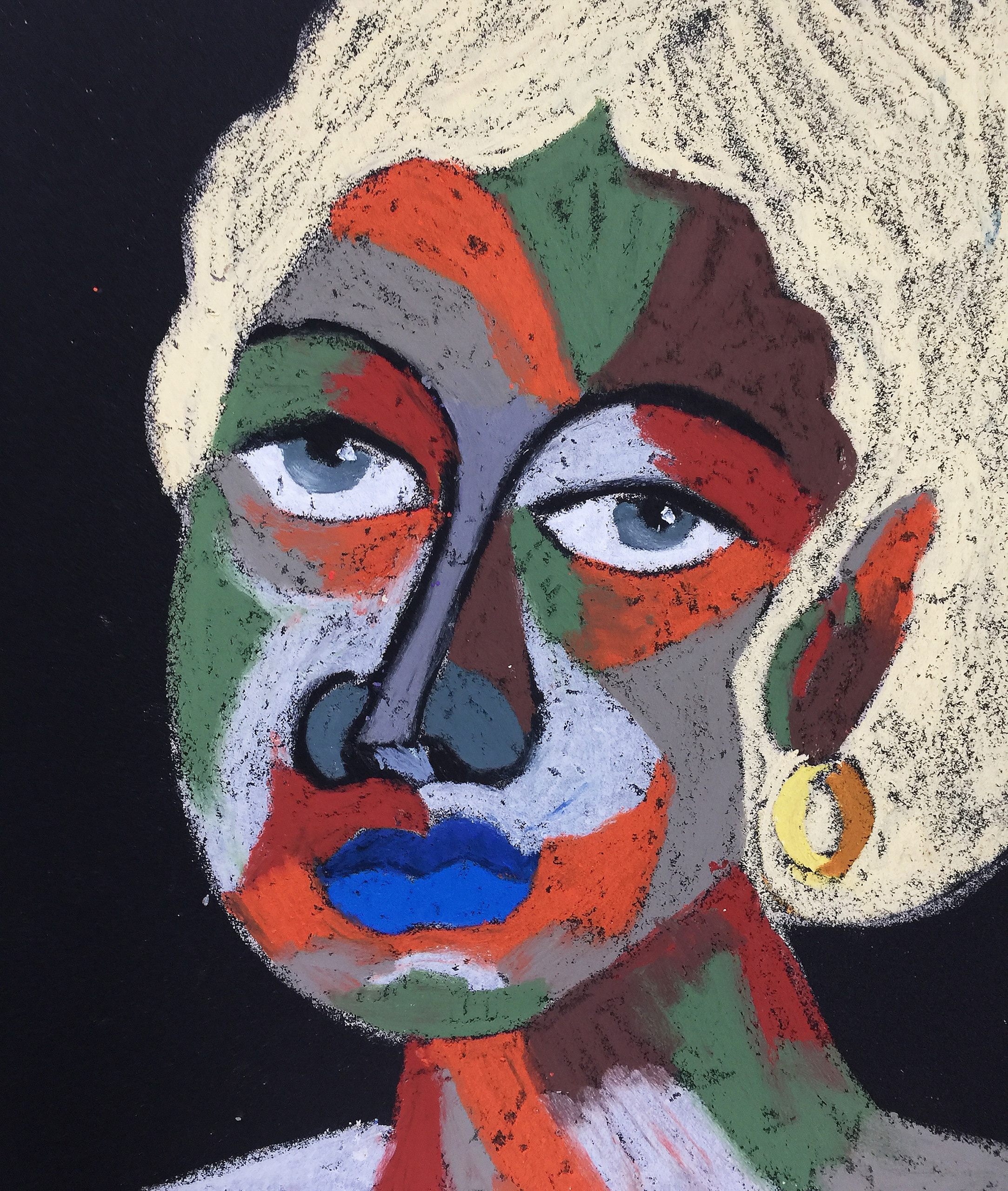 Title: Virgin Material: Oil pastel, sandpaper Size: 28 x 23 cm Название:  Дева  Материал: масляная пастель, наждачная бумага  Размер: 28 х 23 см