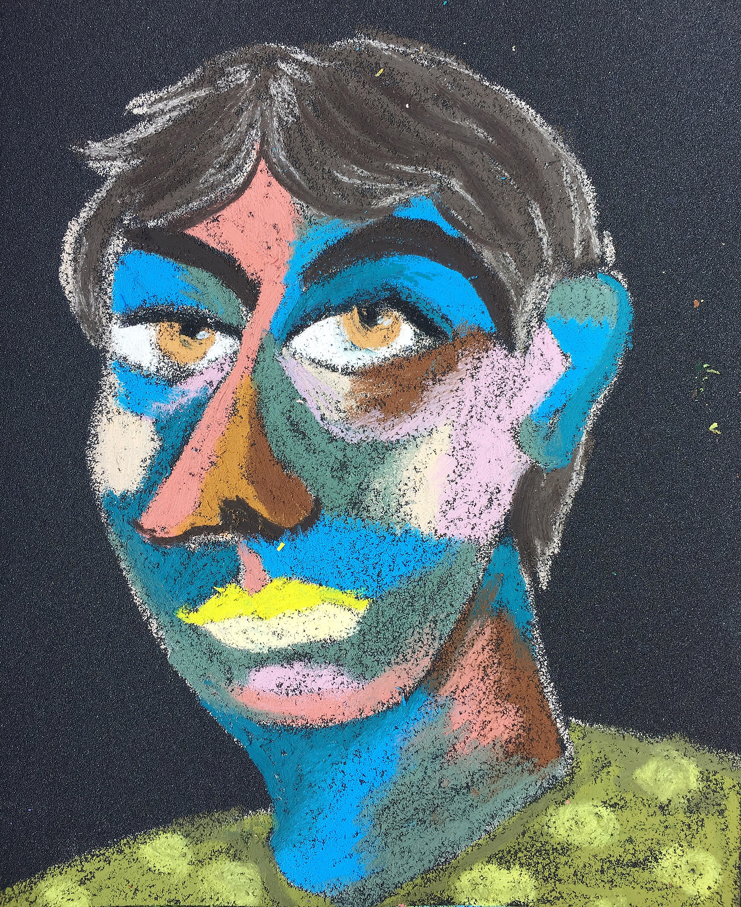 Title: Captive of My Ideas Material: Oil pastel, sandpaper Size: 28 x 23 cm