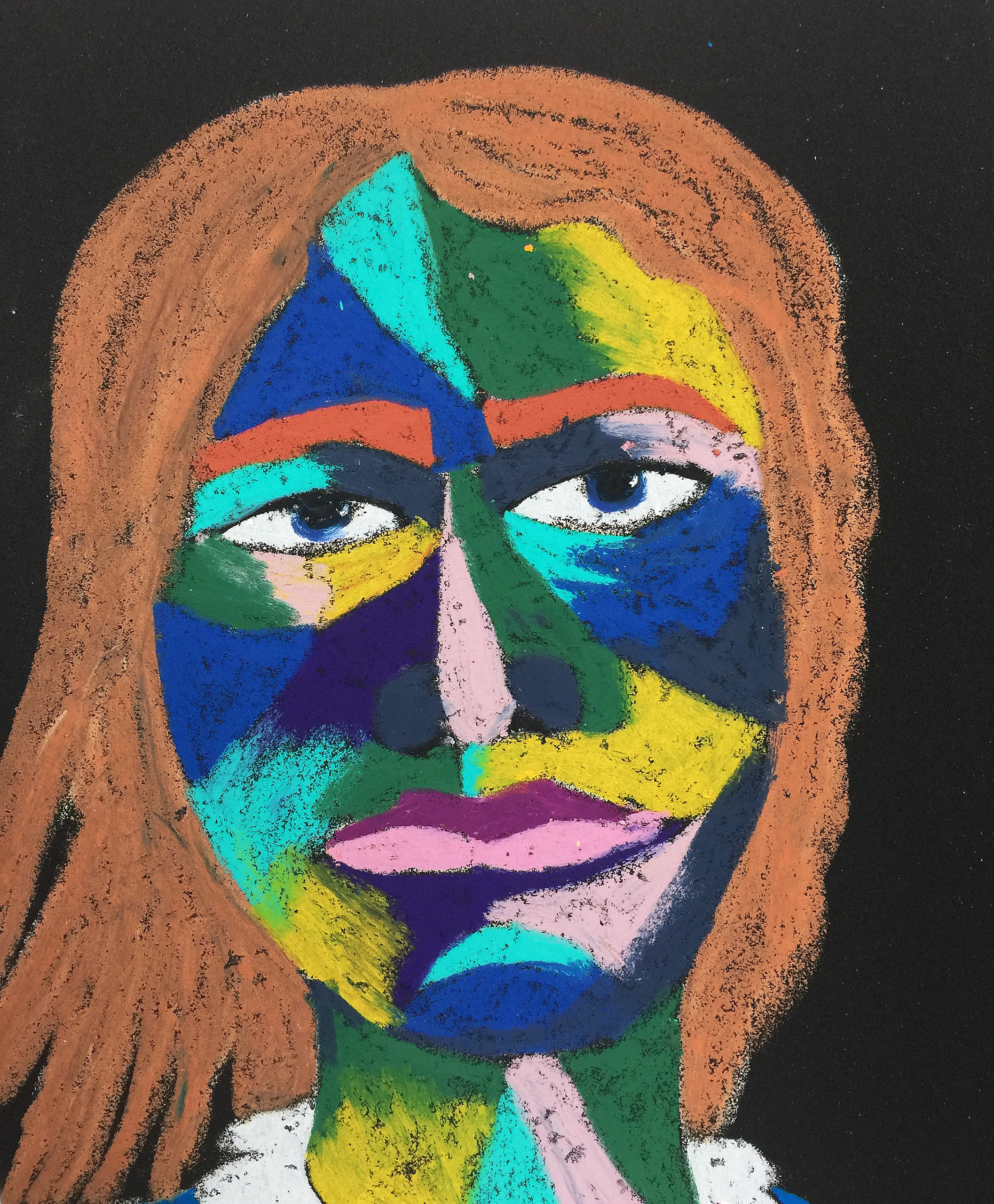 Title: Clarissa Material: Oil pastel, sandpaper Size: 28 x 23 cm Название:  Клариса  Материал: масляная пастель, наждачная бумага  Размер: 28 х 23 см