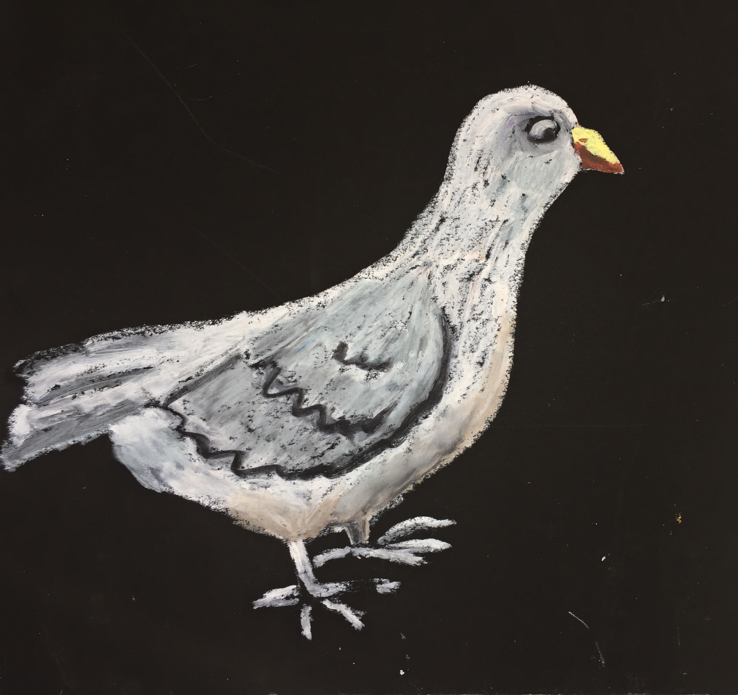 Название:  Белый голубь 2020г.   Материал: масляная пастель, бумага   Размер: 25 х 25 см