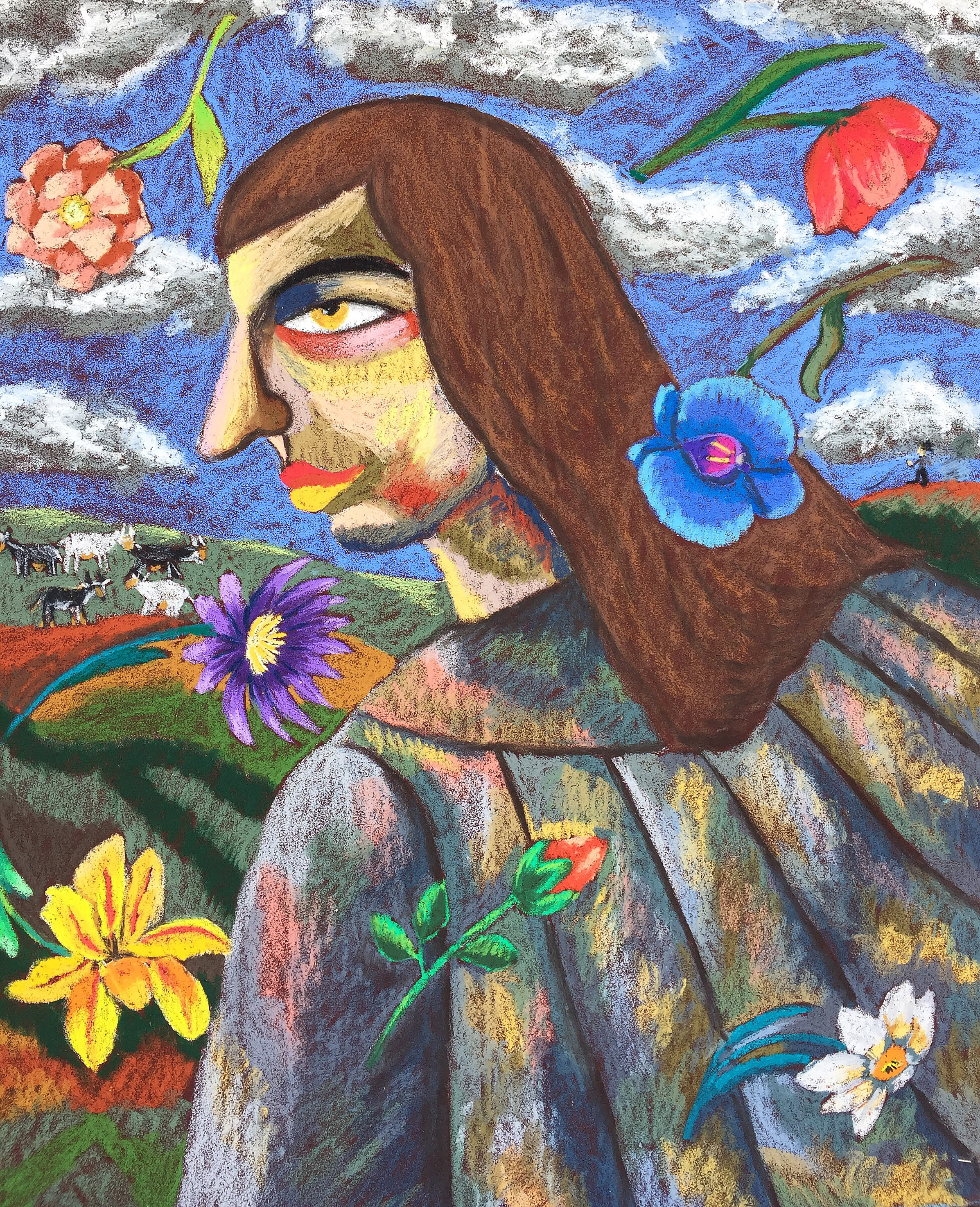 Title: Good Actors in Life (Diptych) Medium: Oil pastel on paper Size: 90 x 80 cm Year: 2021