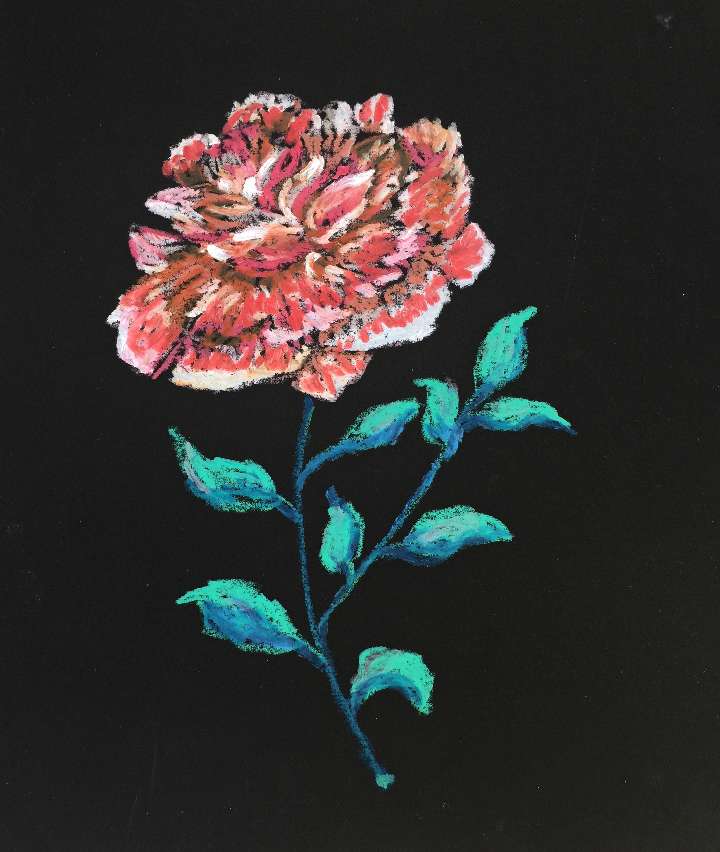 Название: Роза 2020г.    Материал: масляная пастель, бумага   Размер: 20 х 25 см