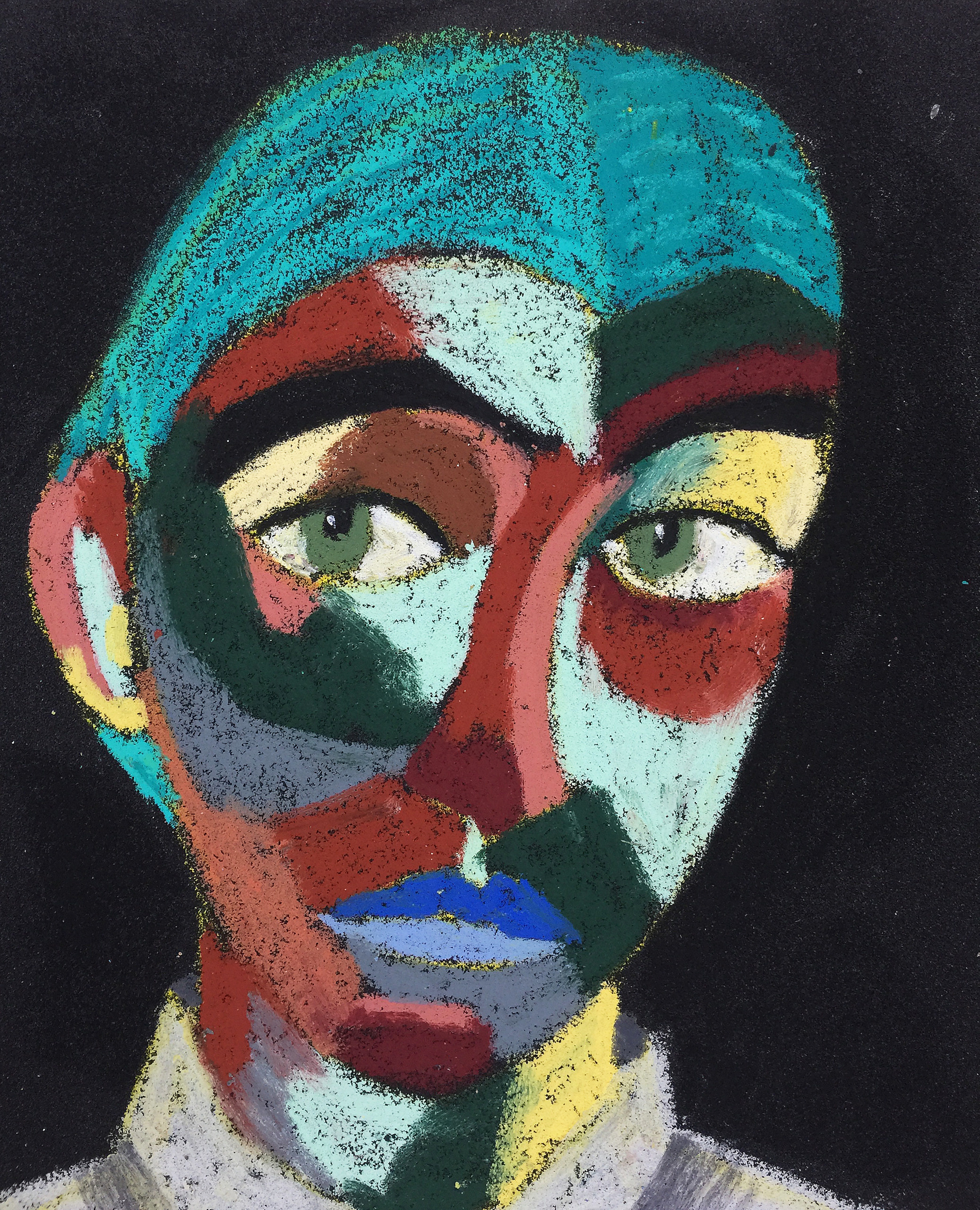 Title: Intriguing Material: Oil pastel, sandpaper Size: 28 x 23 cm Название:  Интересующий  Материал: масляная пастель, наждачная бумага  Размер: 28 х 23 см