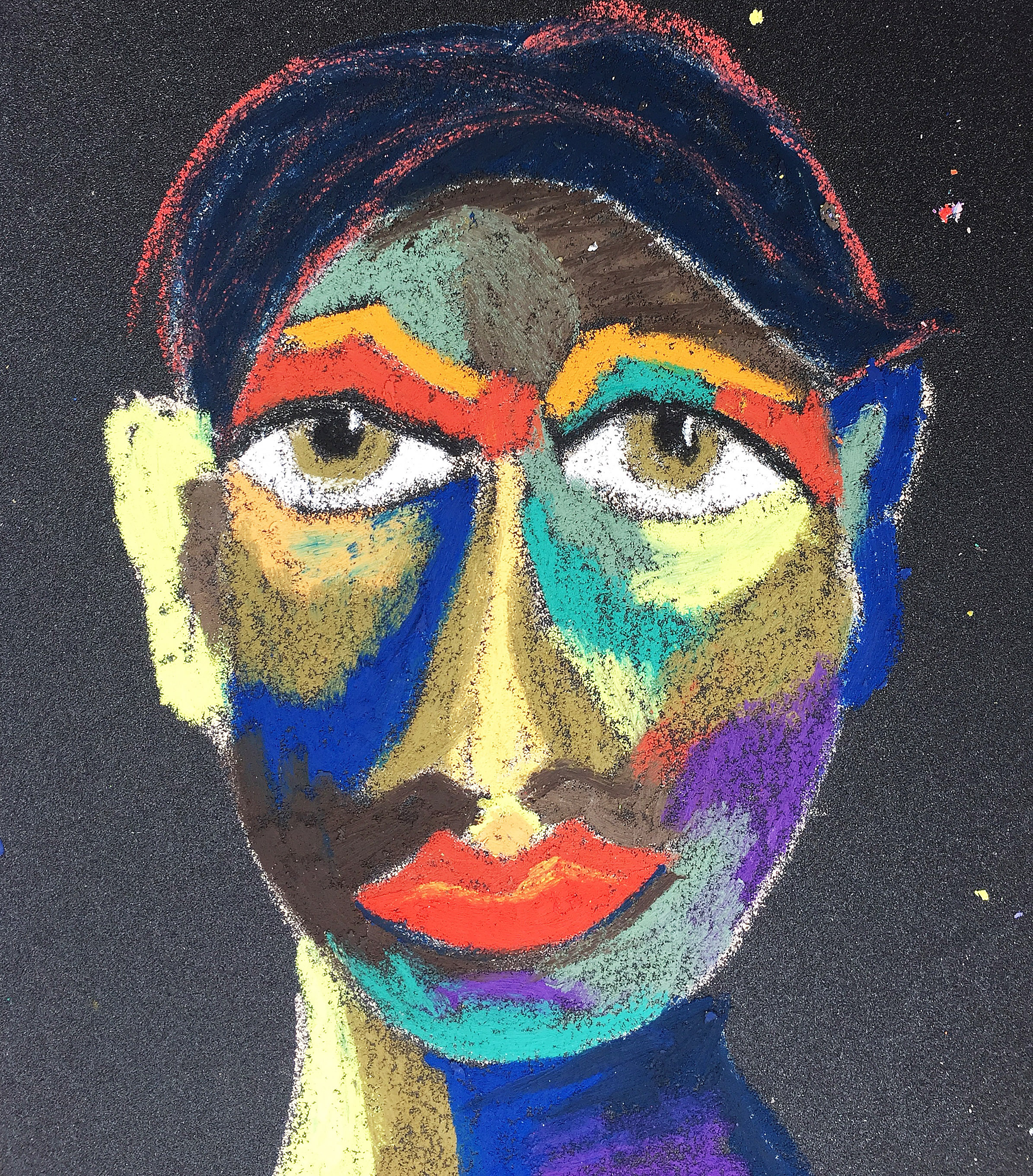 Title: Vasyutkin Material: Oil pastel, sandpaper Size: 28 x 23 cm